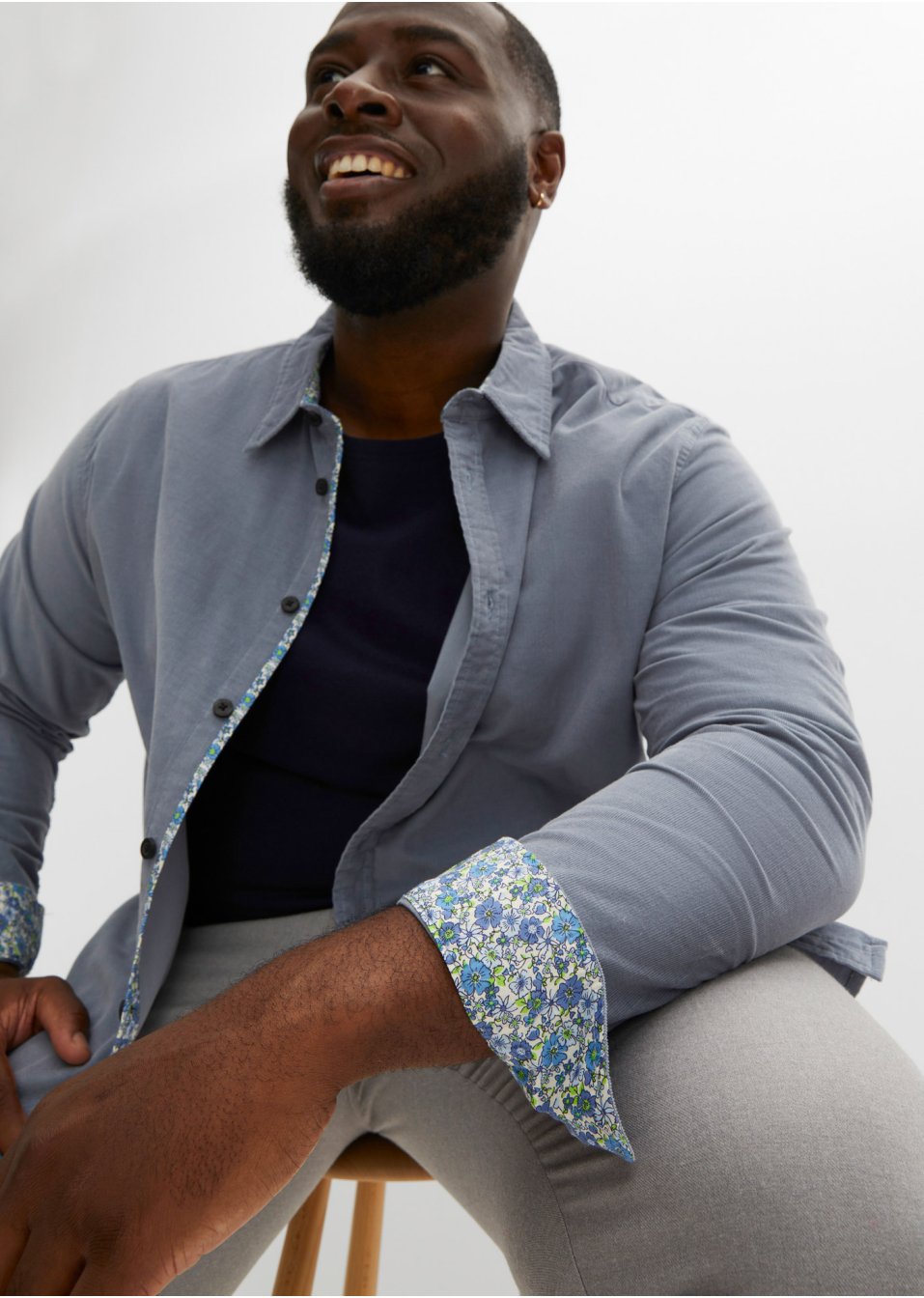 Chemise manches longues en velours côtelé fin