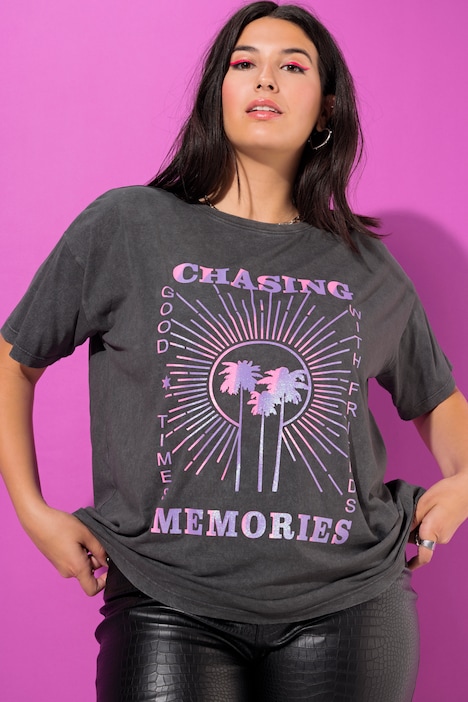 T-Shirt, oversized, großer Print, Vintage Look