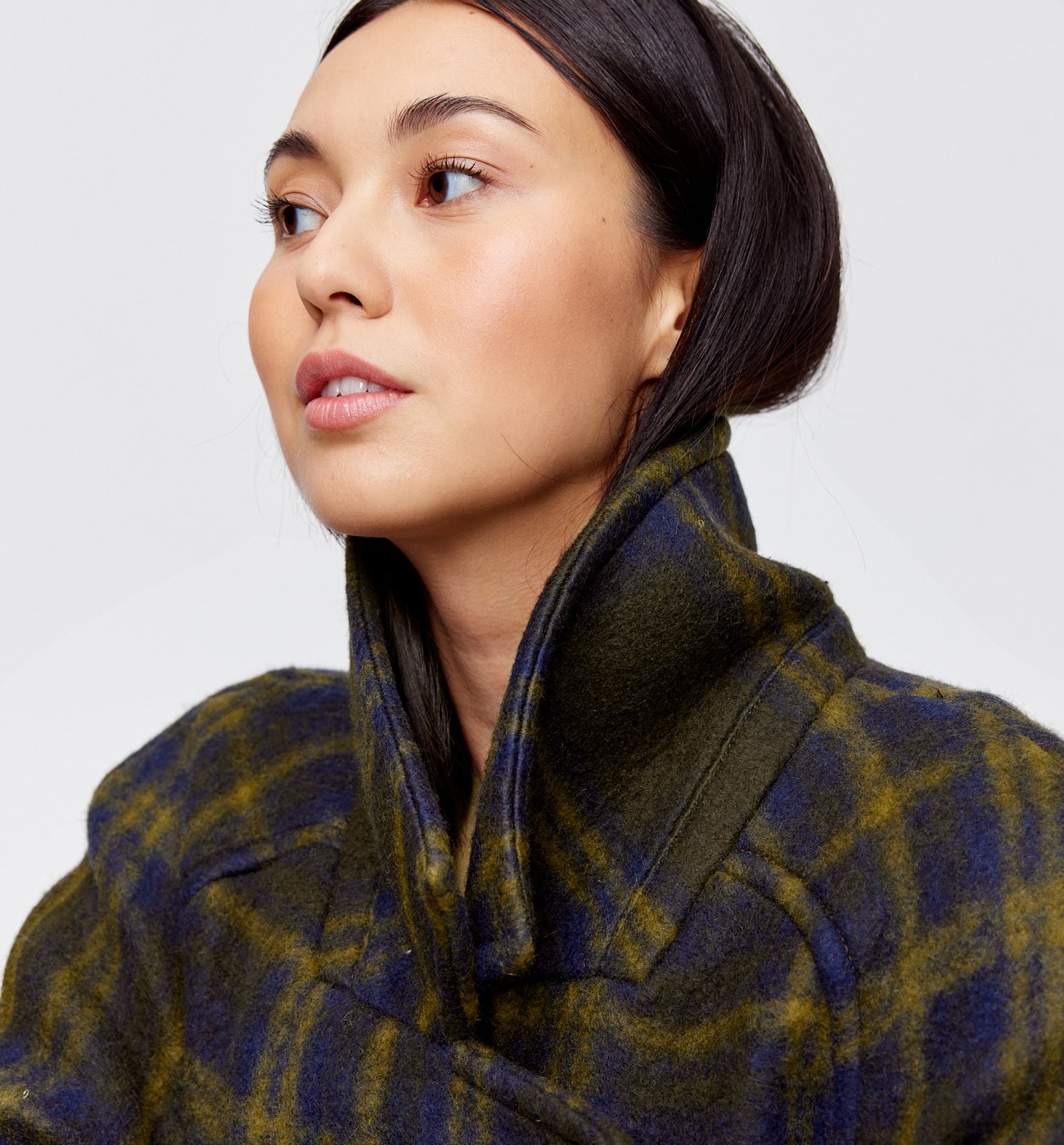 Manteau en laine mélangée - Carreaux kaki