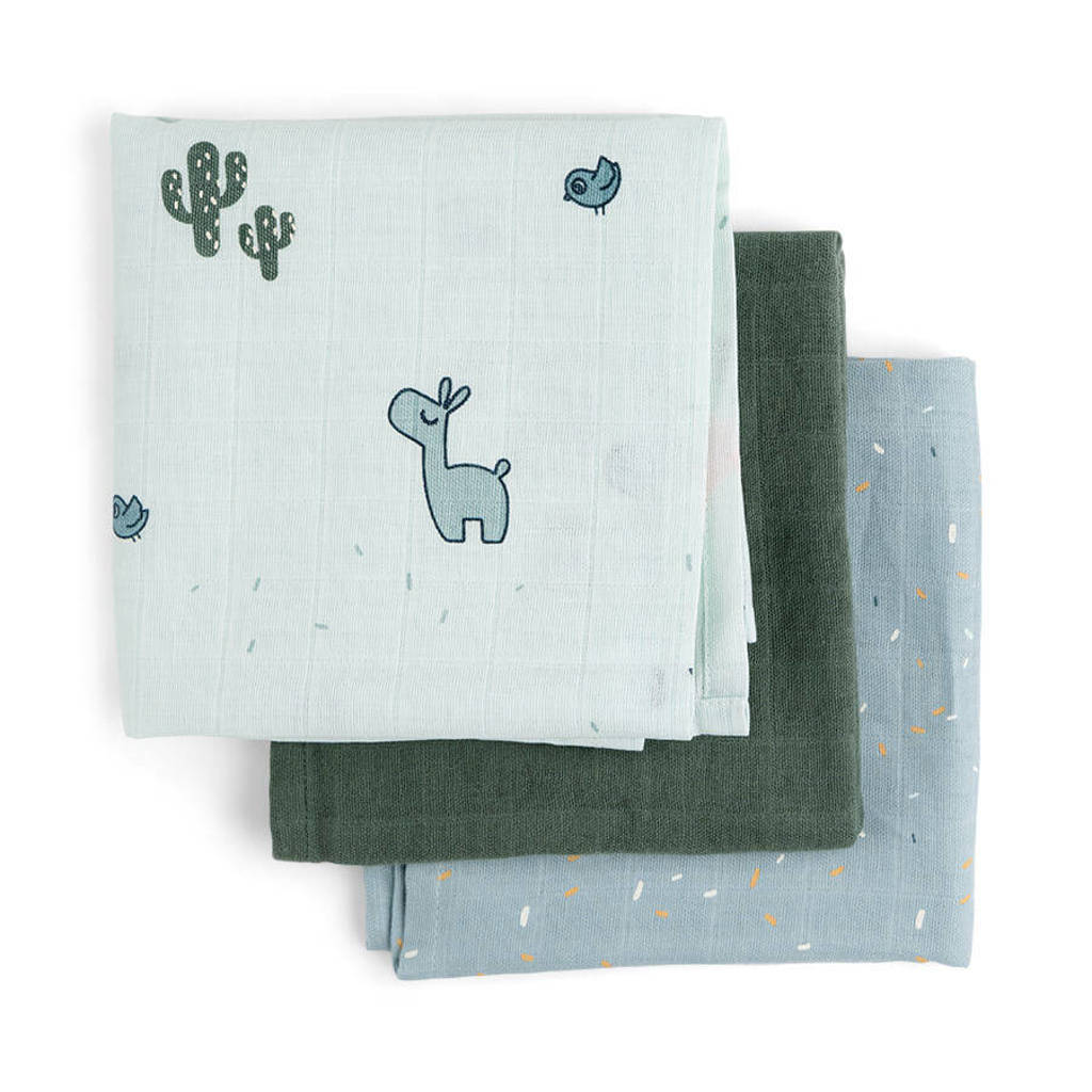 spuugdoekje - set van 3 blauw
