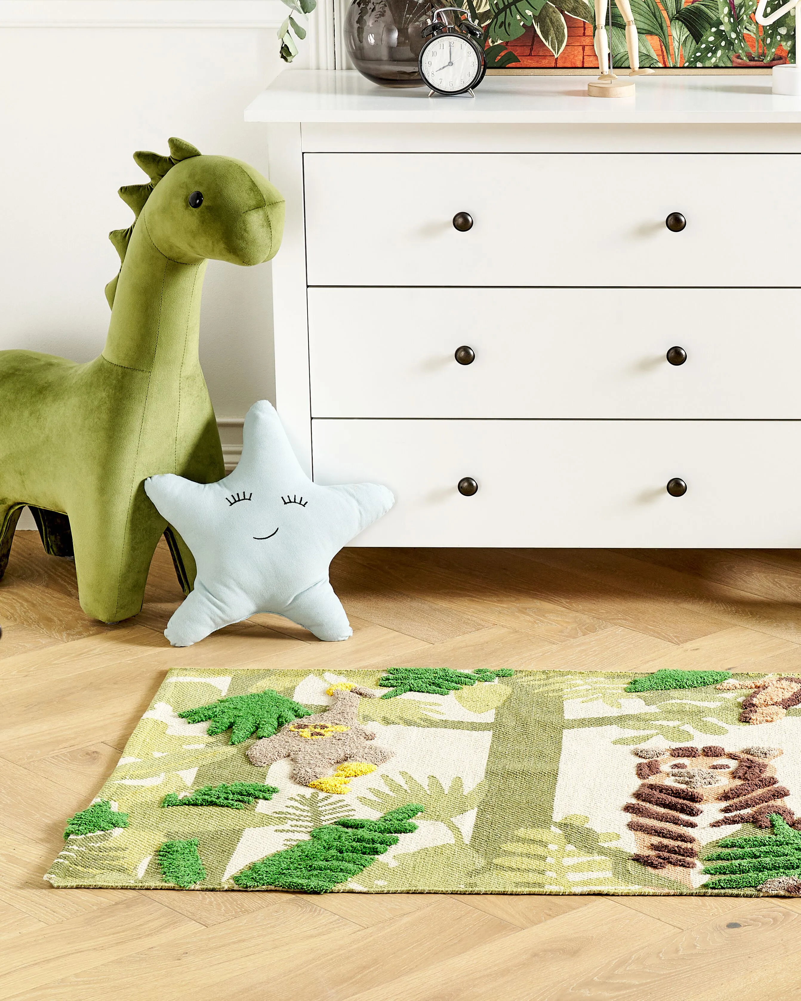 Kindervloerkleed JANHTO Groen 80 x 150 cm Katoen