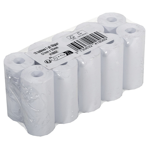 10 bobines papier pour calculatrices l. 57 mm x L. 6,5 m, sans mandrin