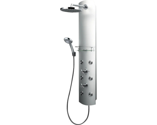 Douchepaneel inclusief thermostaat Schulte DuschMaster met kruisgrepen aluminium/chroom D9676 41