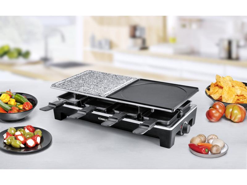 Rommelsbacher Racletteofen RCS 1350 8 Personen Raclette Grill mit zwei Wendegrillplatten