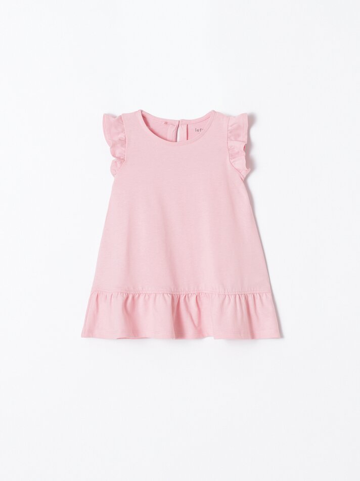 Conjunto com 2 vestidos com babados - Rosa Fluorescente