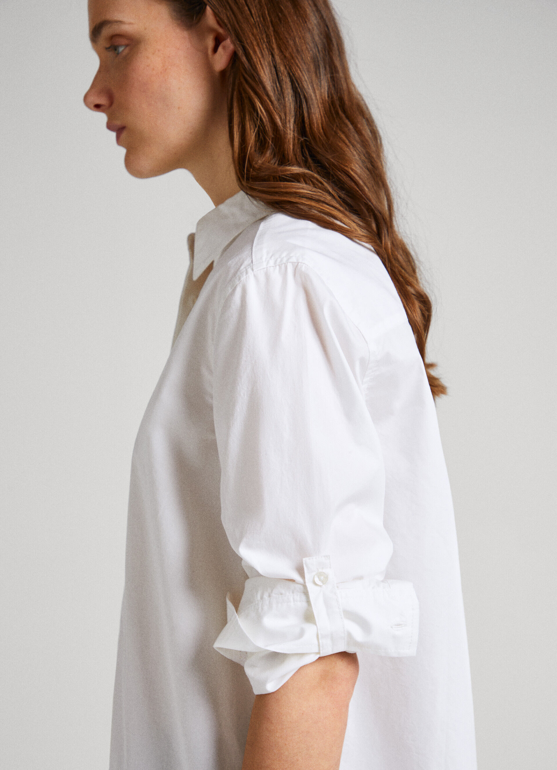 Camisa de popeline de algodão, modelagem oversized - branca