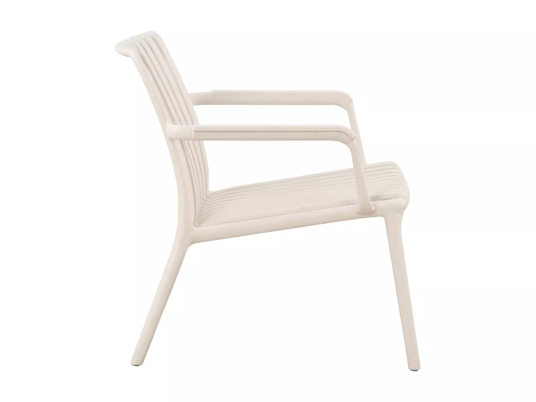 Lot de 2 fauteuils bas de jardin empilables en polypropylène - Beige - SESEH de MYLIA
