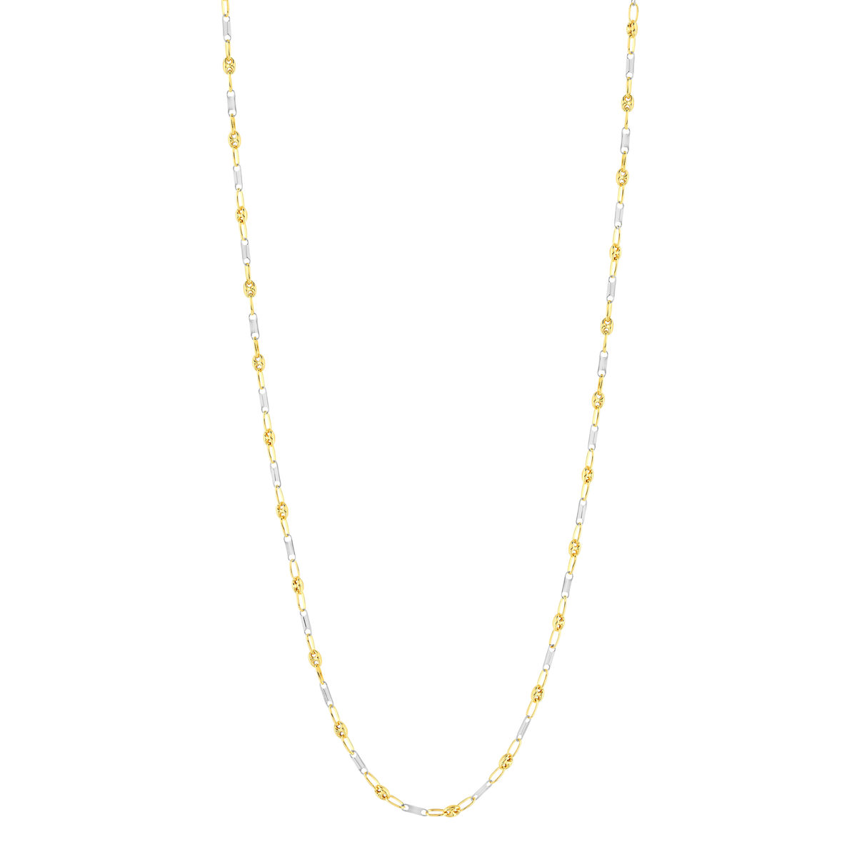 Chaine or 750 2 tons 50 cm maille grain de café alternée