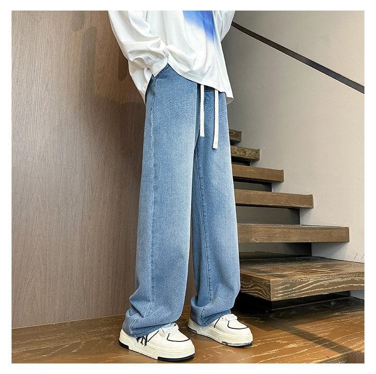 Tiaota - Gewassen losse jeans met trekkoord in de taille