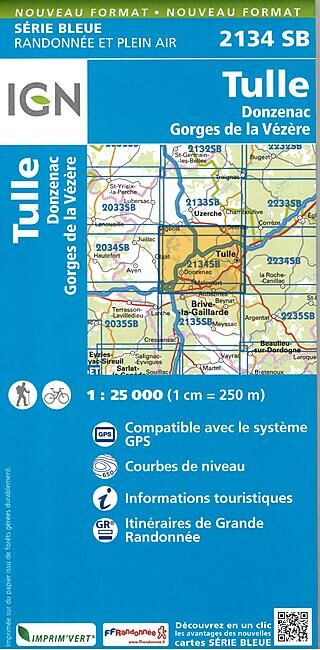 IGN - 2134 SB TULLE DONZENAC 1 25 000