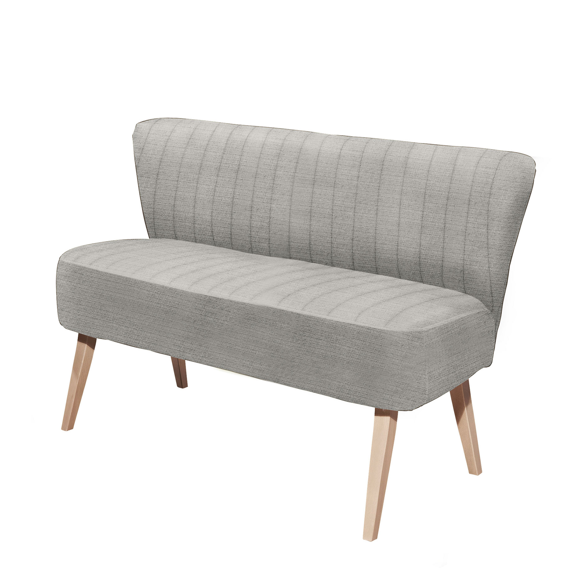 Bank - silber - Massivholz - 143 cm
