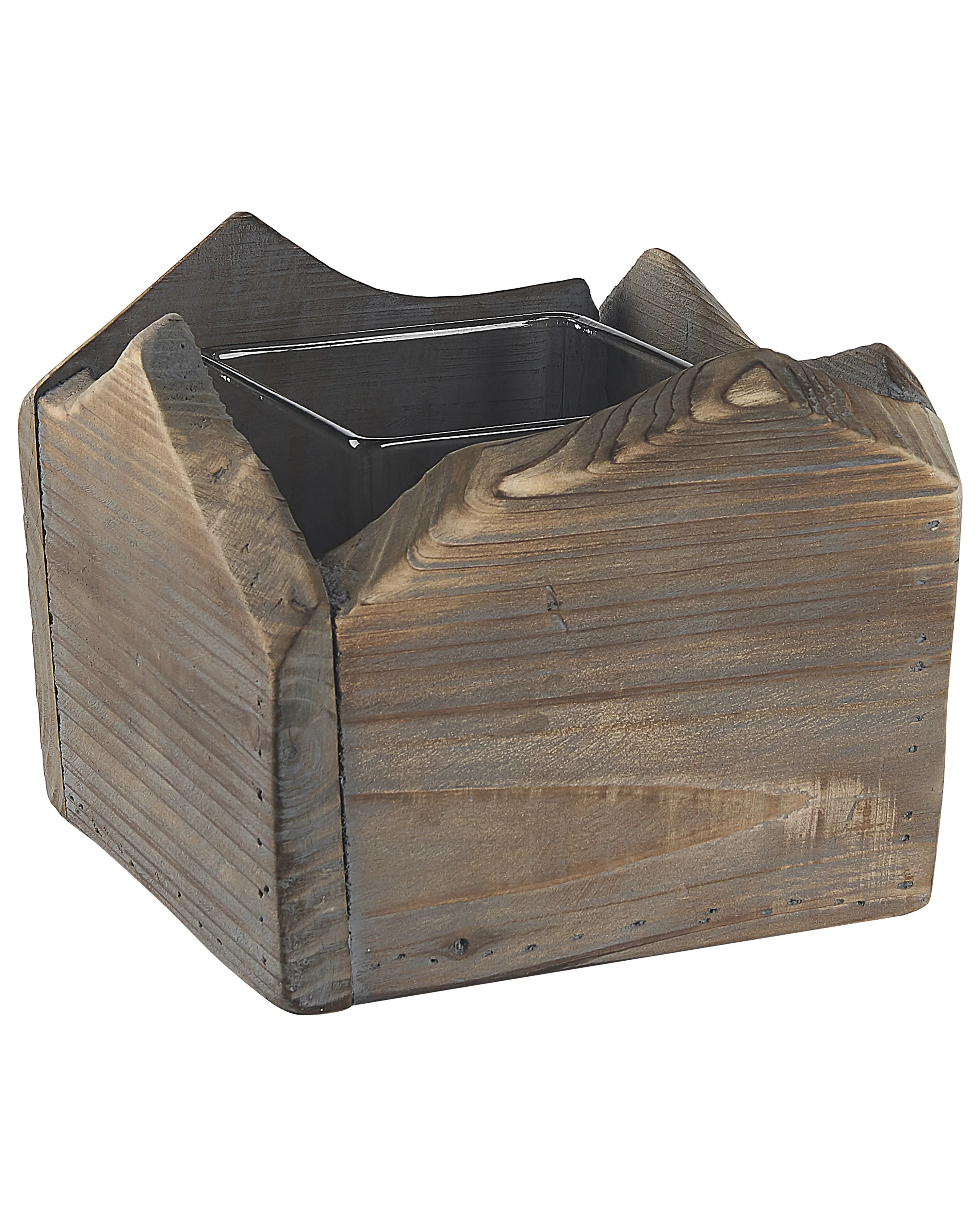 Set van 2 kaarshouders PLATEROS Dennenhout 15/12 cm Donkerbruin