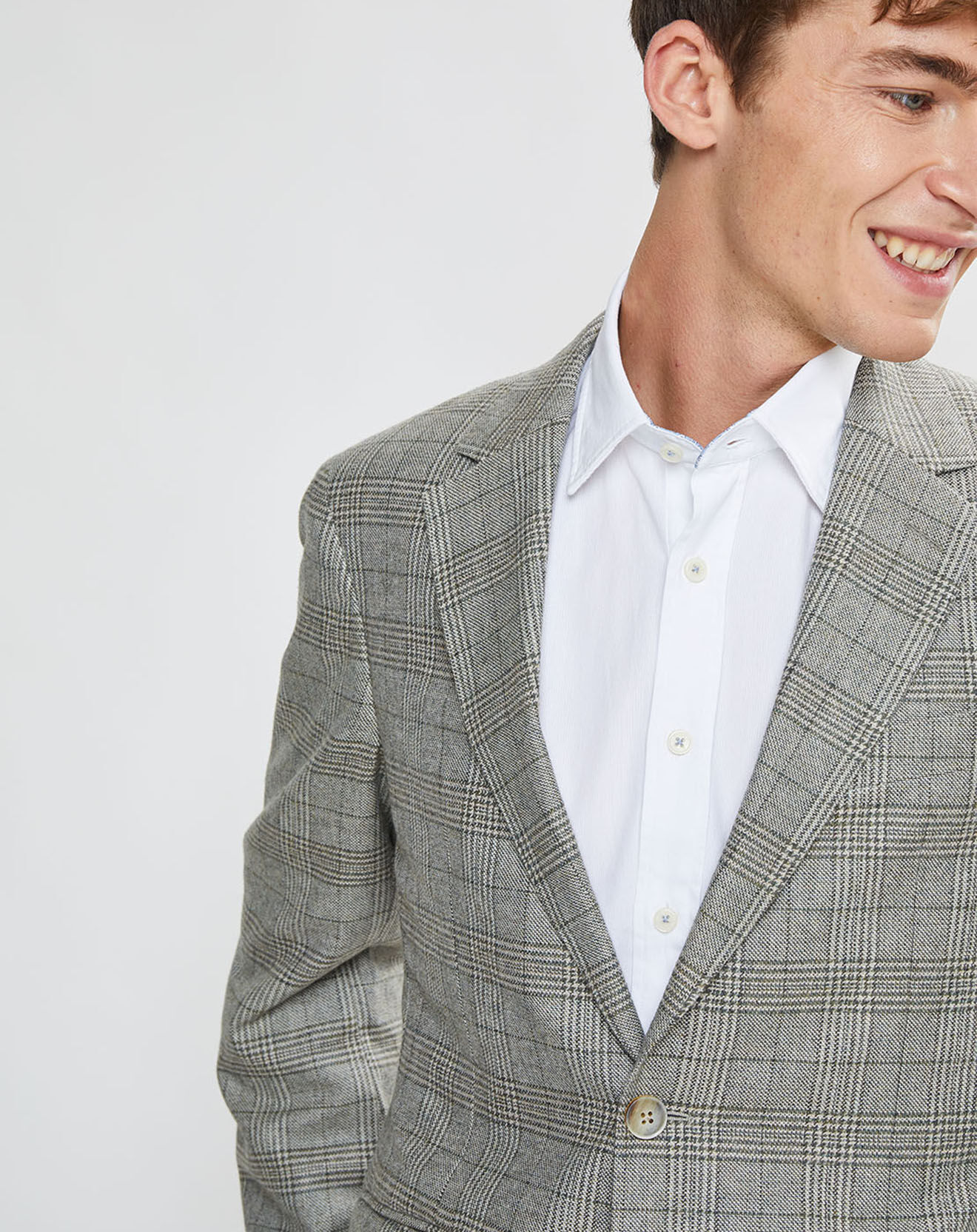 Hackett London Veste en Laine & Cachemire mélangés Prince de Galles kaki/beige