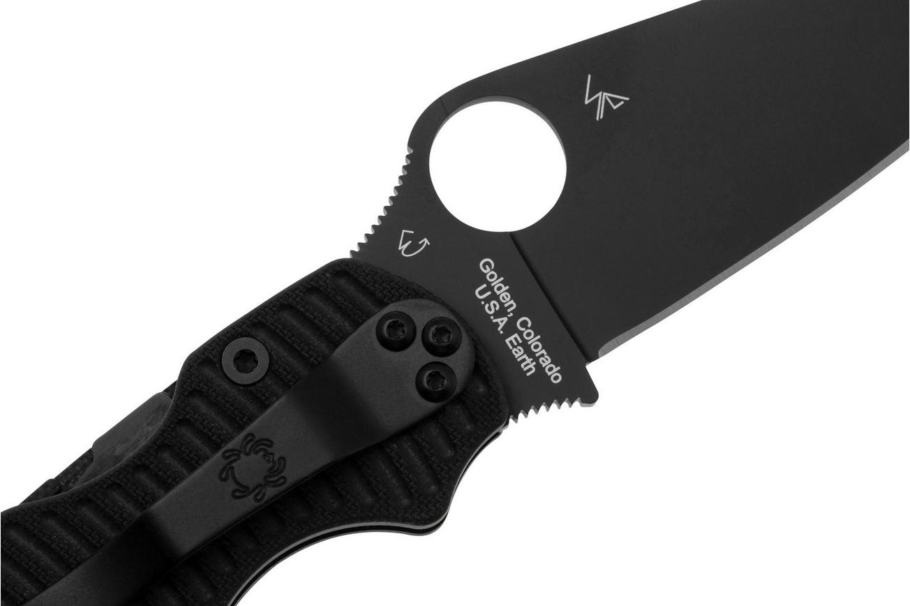 Spyderco Paramilitary 2 Salt, CPM MagnaCut Black DLC, Black G10 C81GMCBKP2 zakmes