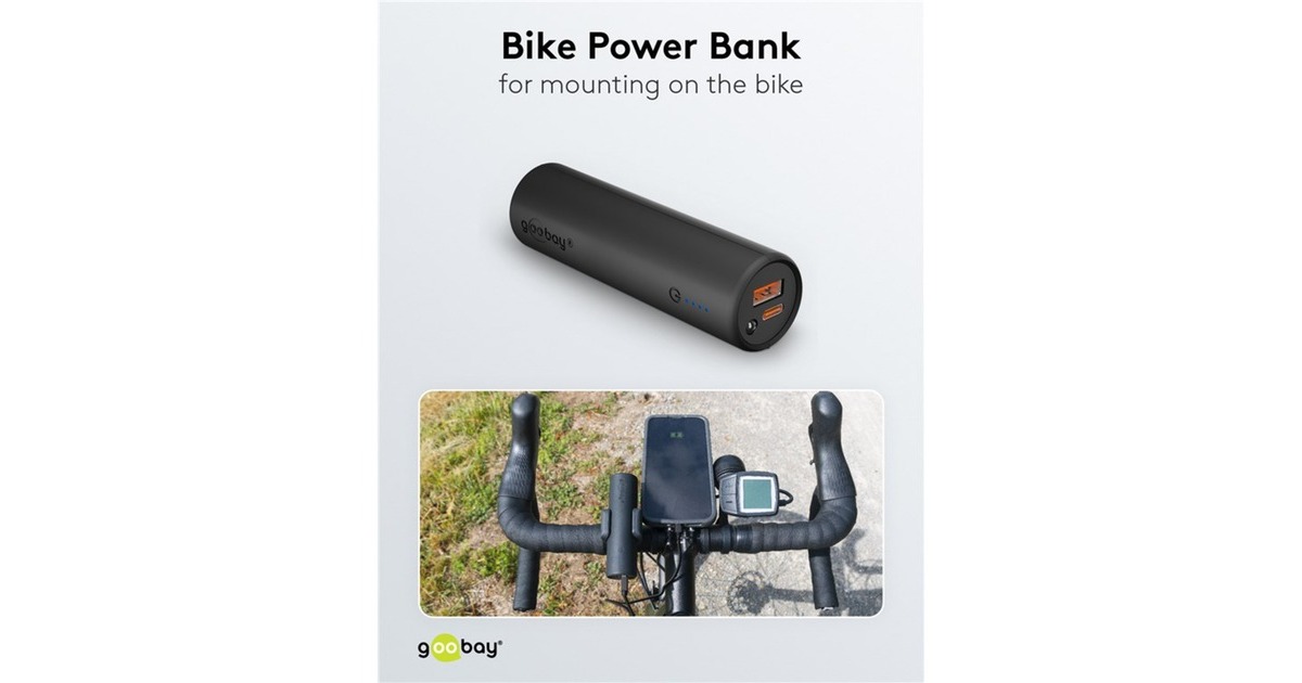 goobayBike-Powerbank 5.0  (Zwart, 5.000 mAh, Power Delivery, Quick Charge)
