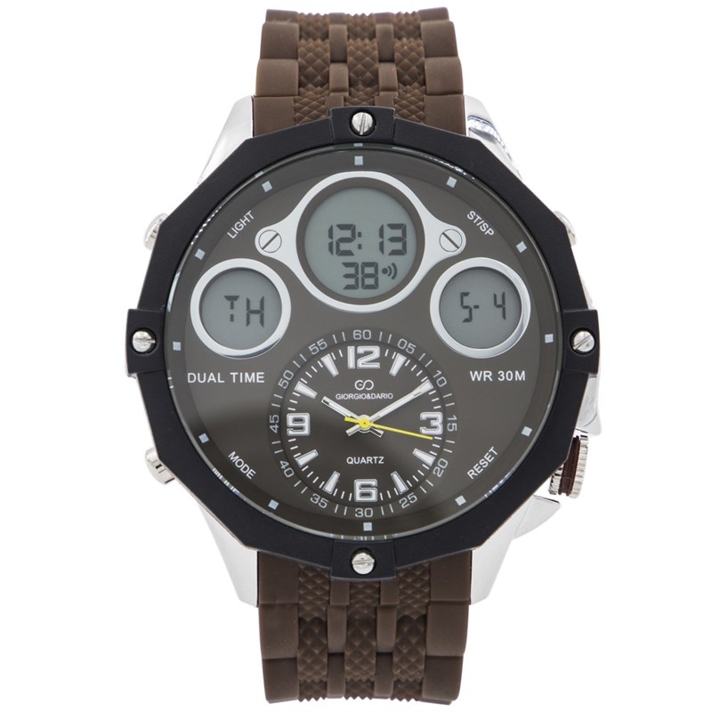 Coffret montre Homme GIORGIO bracelet Silicone Marron