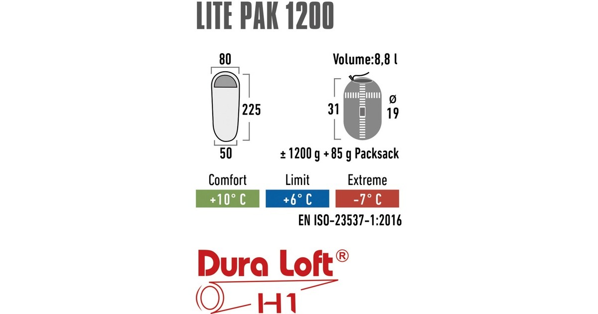 High PeakLite Pak 1200 slaapzak  (Groen/rood)