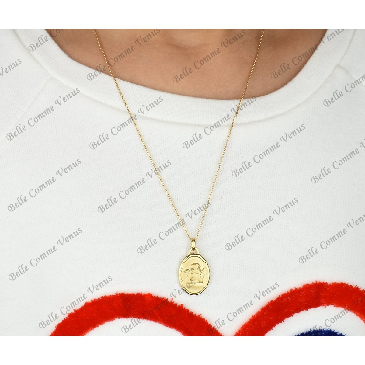 Collier médaille ange baptême Plaqué OR 750 3 microns