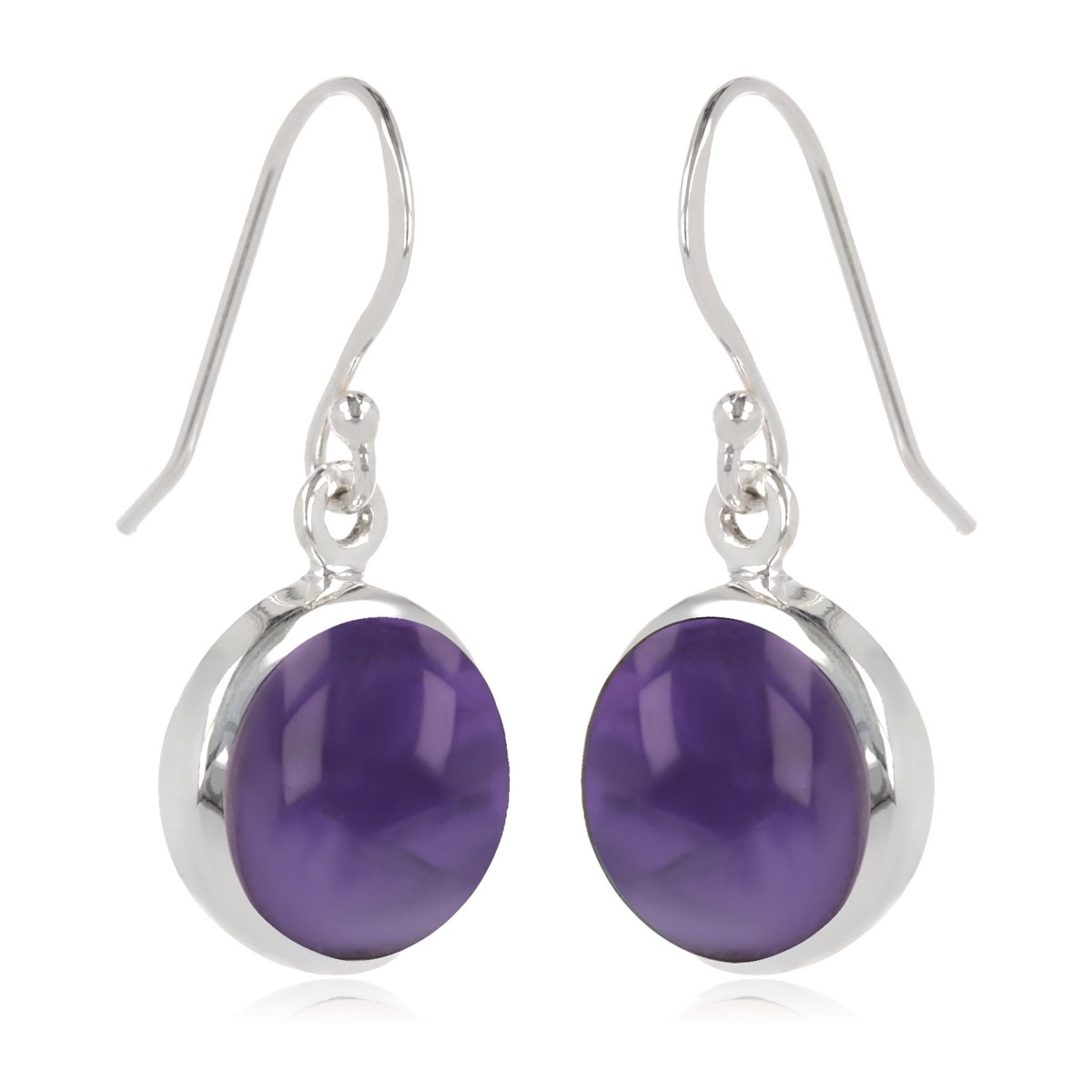 Boucles d'oreille Pierre d'Améthyste Naturelle Argent 925 - Bijoux raffinés pour femme