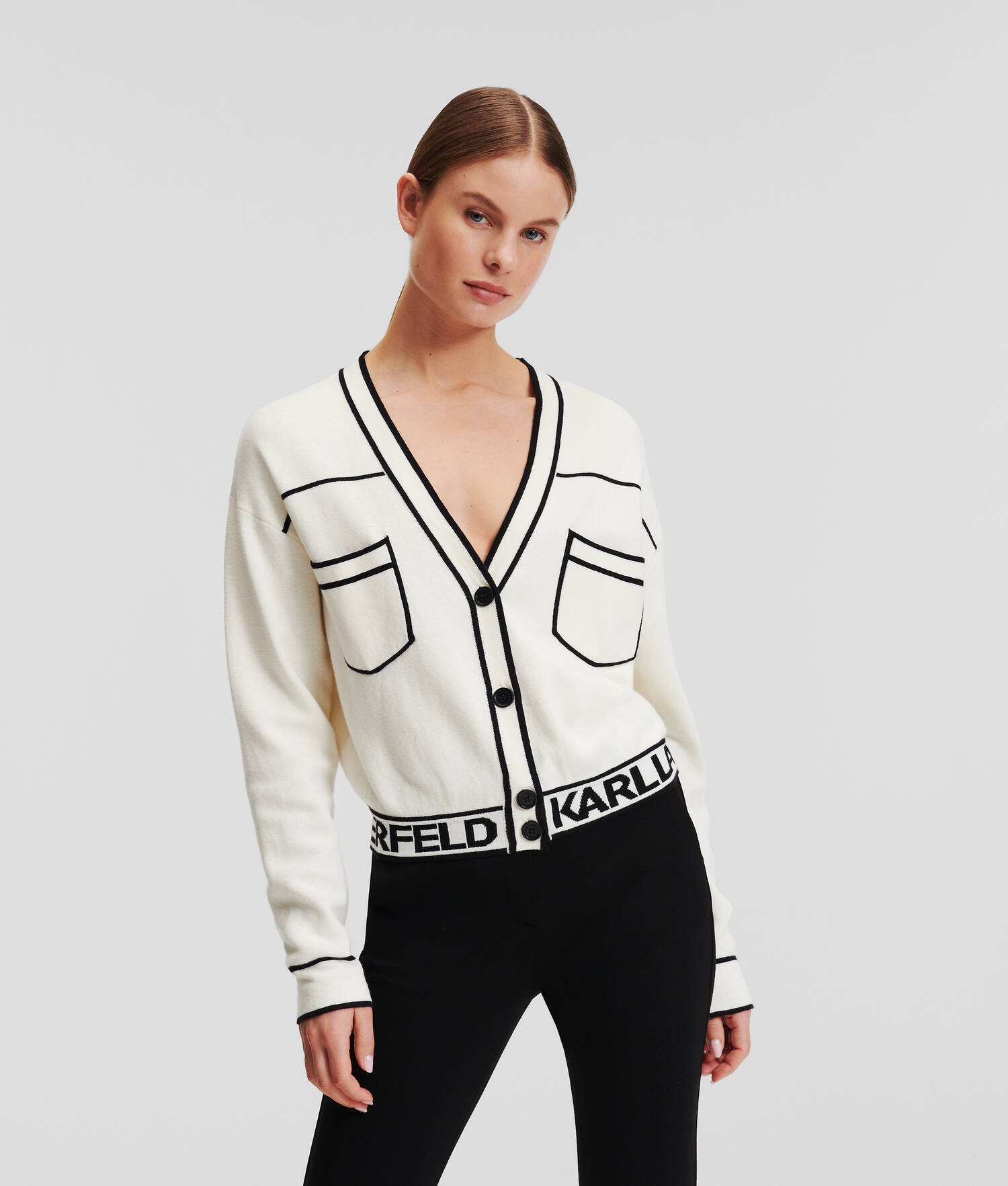 CARDIGAN CROPPED AVEC LOGO KARL