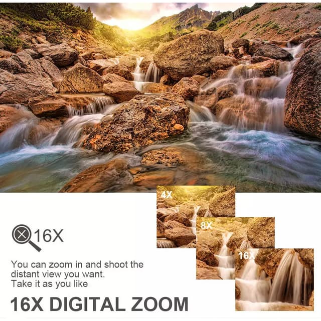 Videokamera 4K UHD / 48MP / 16x zoom vidvinkel / 32GB kort / mikrofon