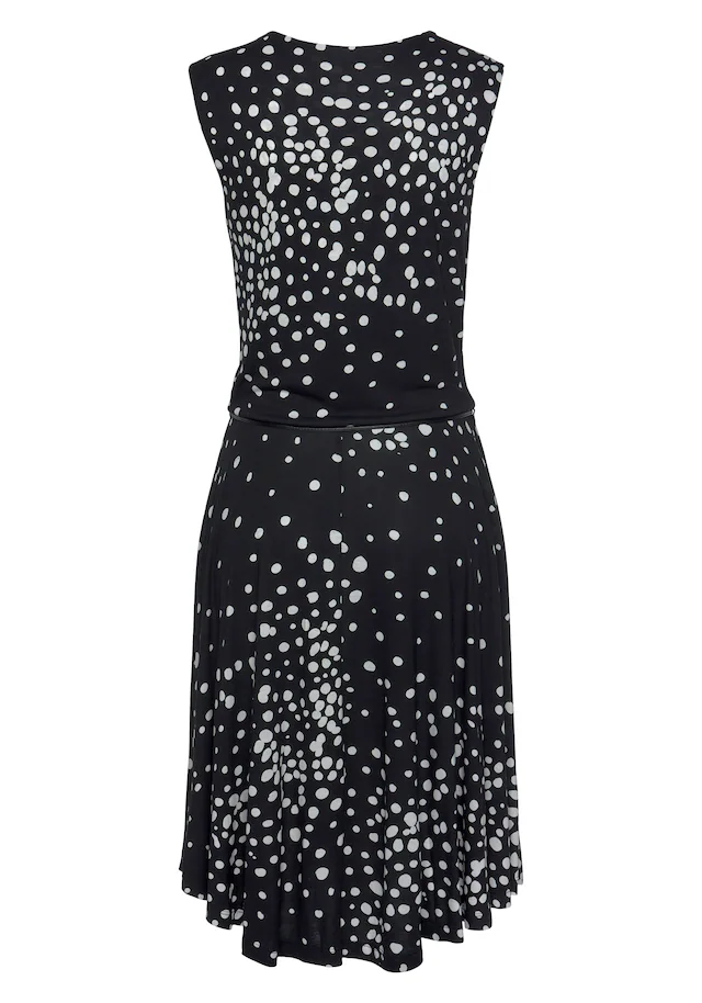 Vivance Jerseykleid mit Bindegürtel,  mit Punktedruck und V-Ausschnitt, elegantes Sommerkleid