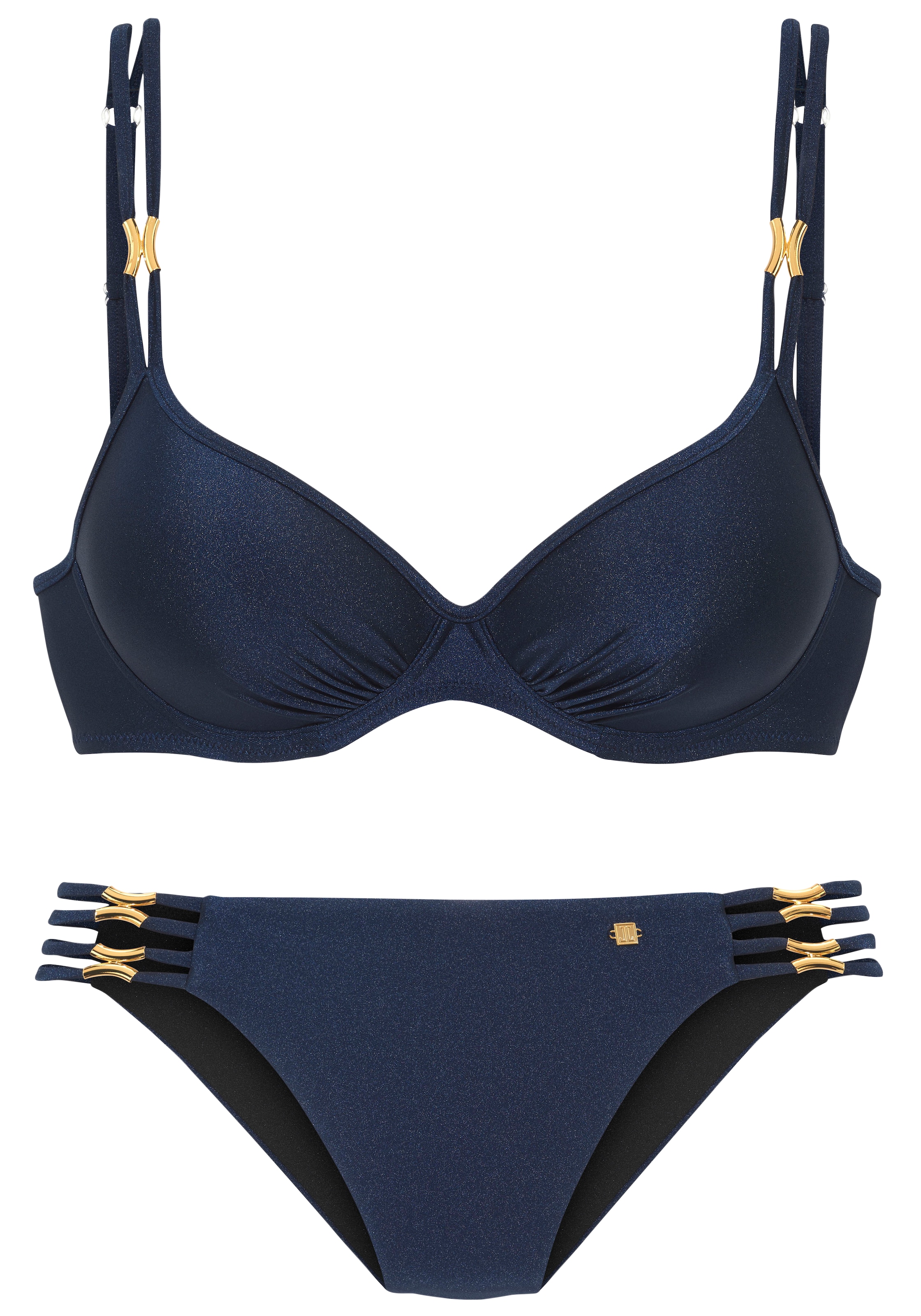 JETTE Bügel-Bikini »Giulia« mit goldfarbener Glanzbeschichtung und Accessoires