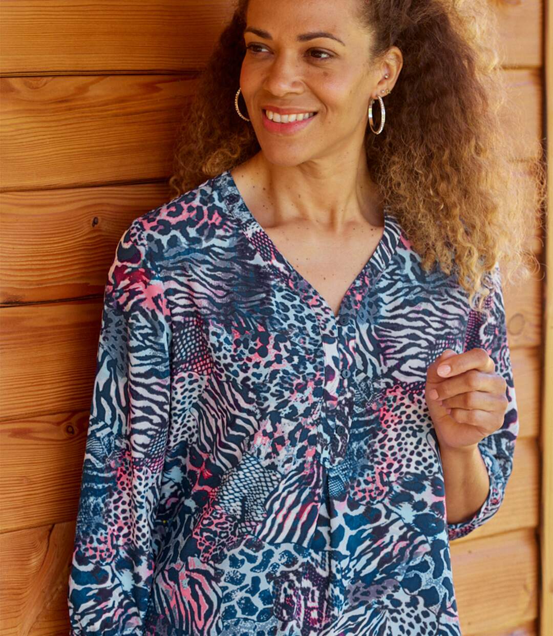 Blouse en Crêpe Imprimé Motifs Animaliers