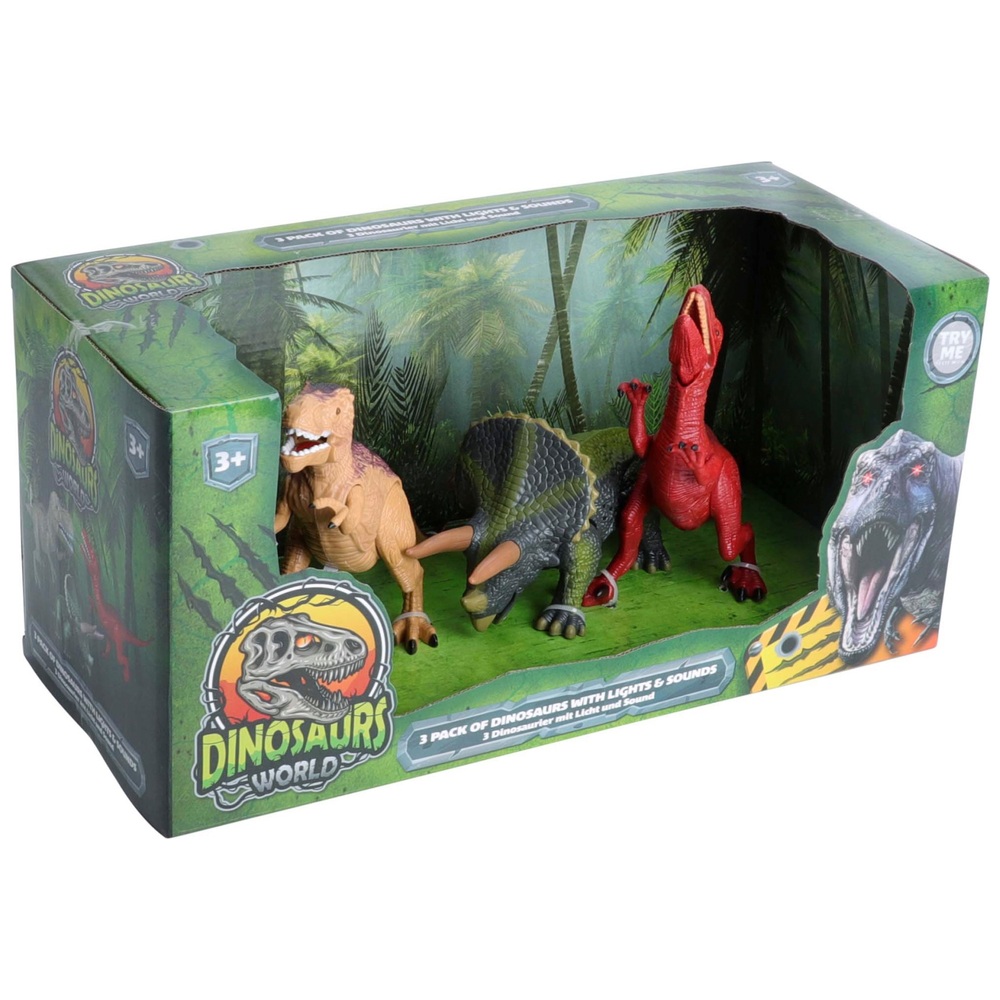3er-Pack Dinosaurier mit Licht und Sound