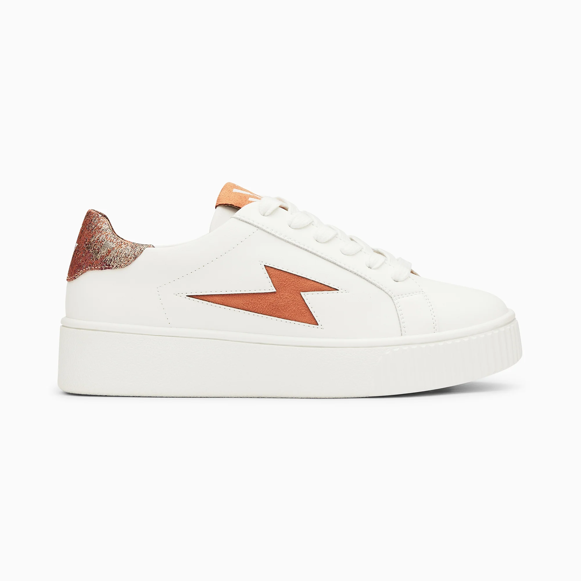 Sneakers-Baskets éclair Joy blanc et ocre à lacets