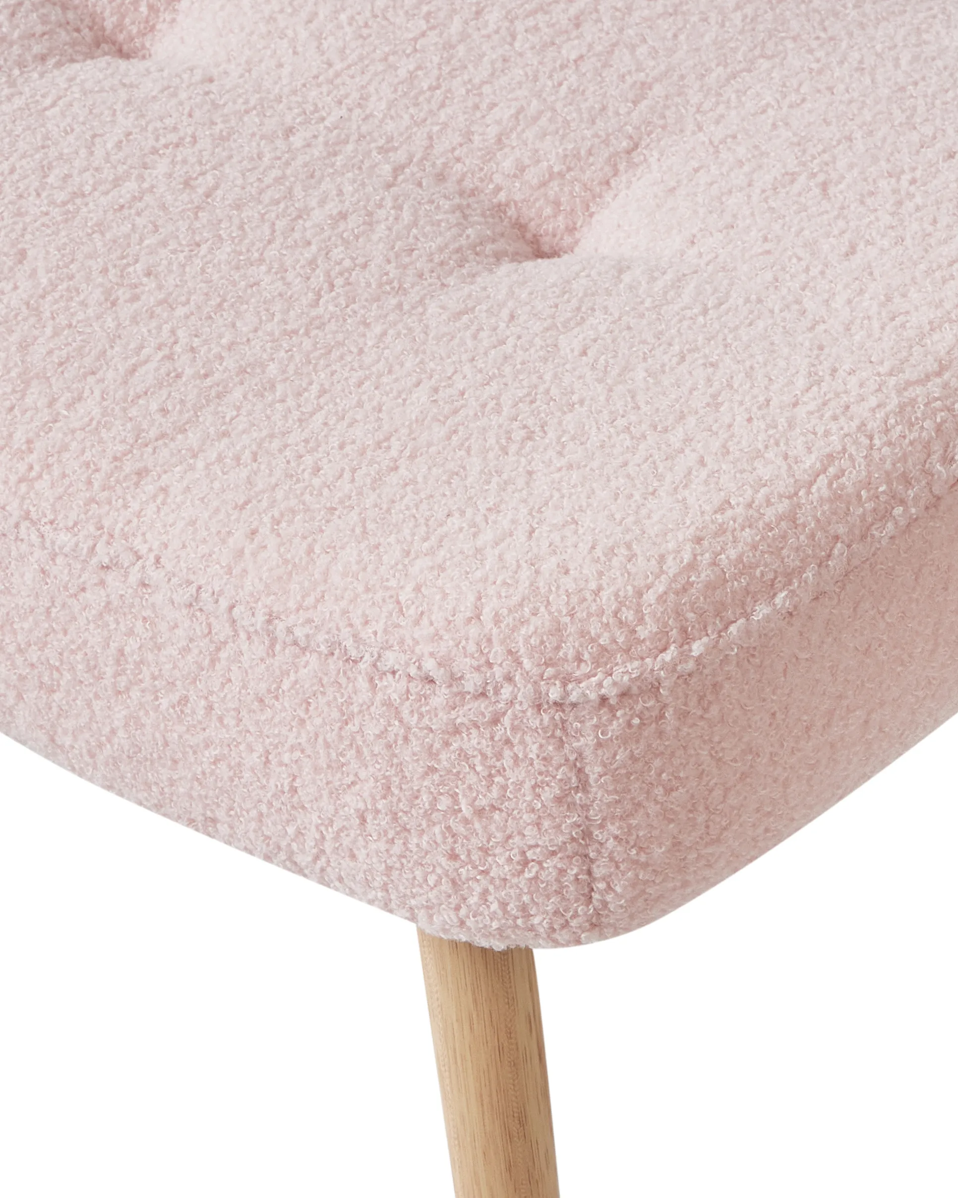 Oorfauteuil VEJLE met voetenbank Bouclé Pastelroze