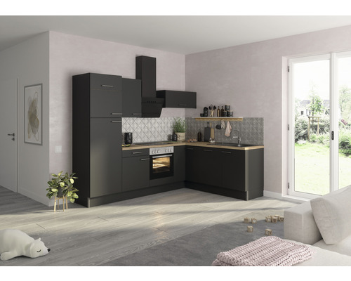 Optifit hoekkeuken met apparatuur Ingvar420 270 cm antraciet mat gedemonteerde variant links KCIN 2720LE-8+