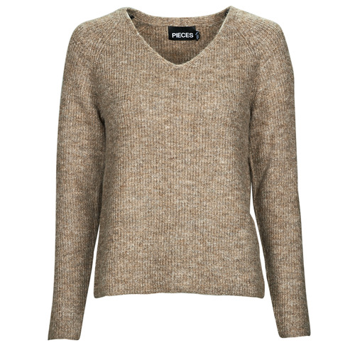 Pieces - PCELLEN LS V-NECK KNIT - Marron