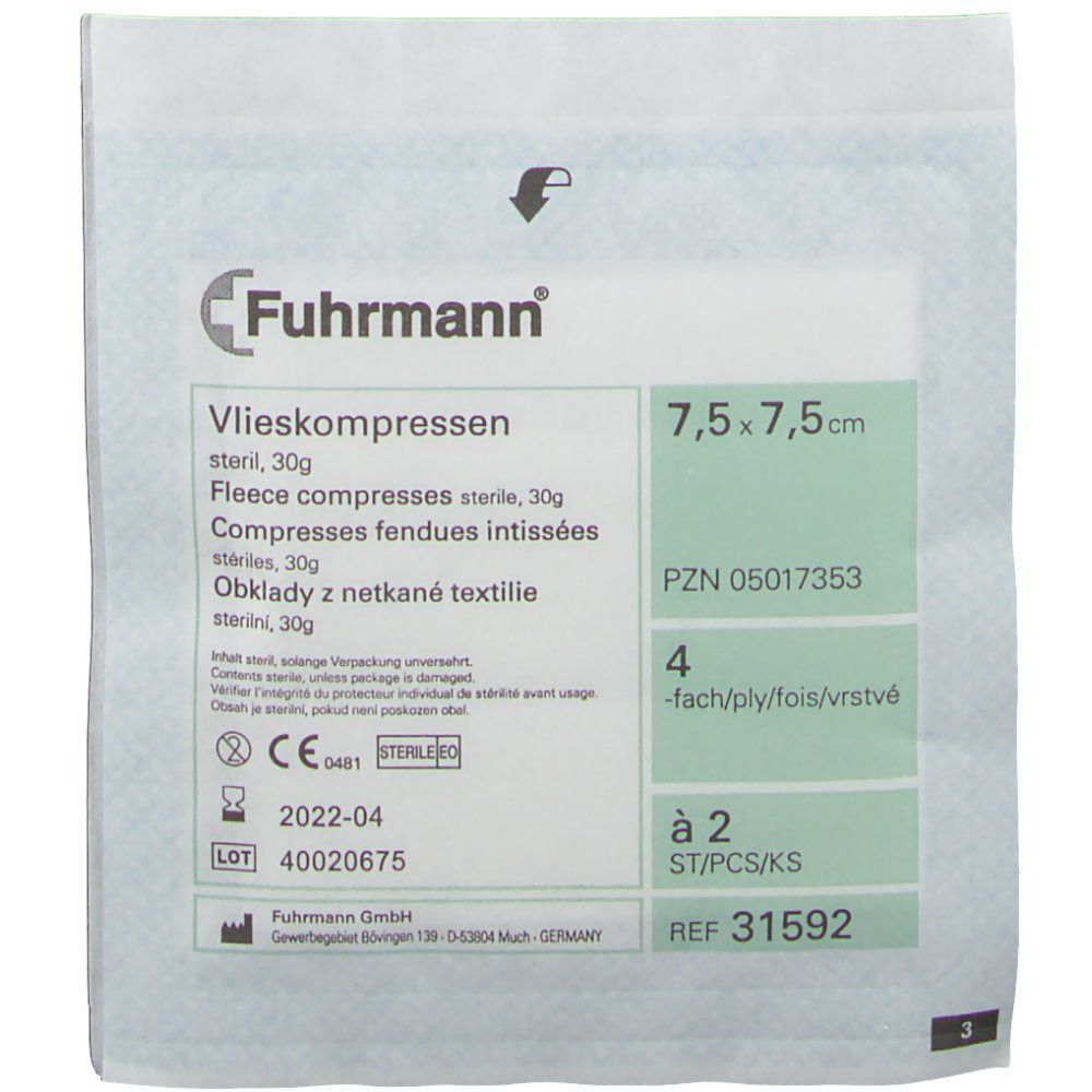 Vlieskompressen 4 fach 7,5 x 7,5 cm steril