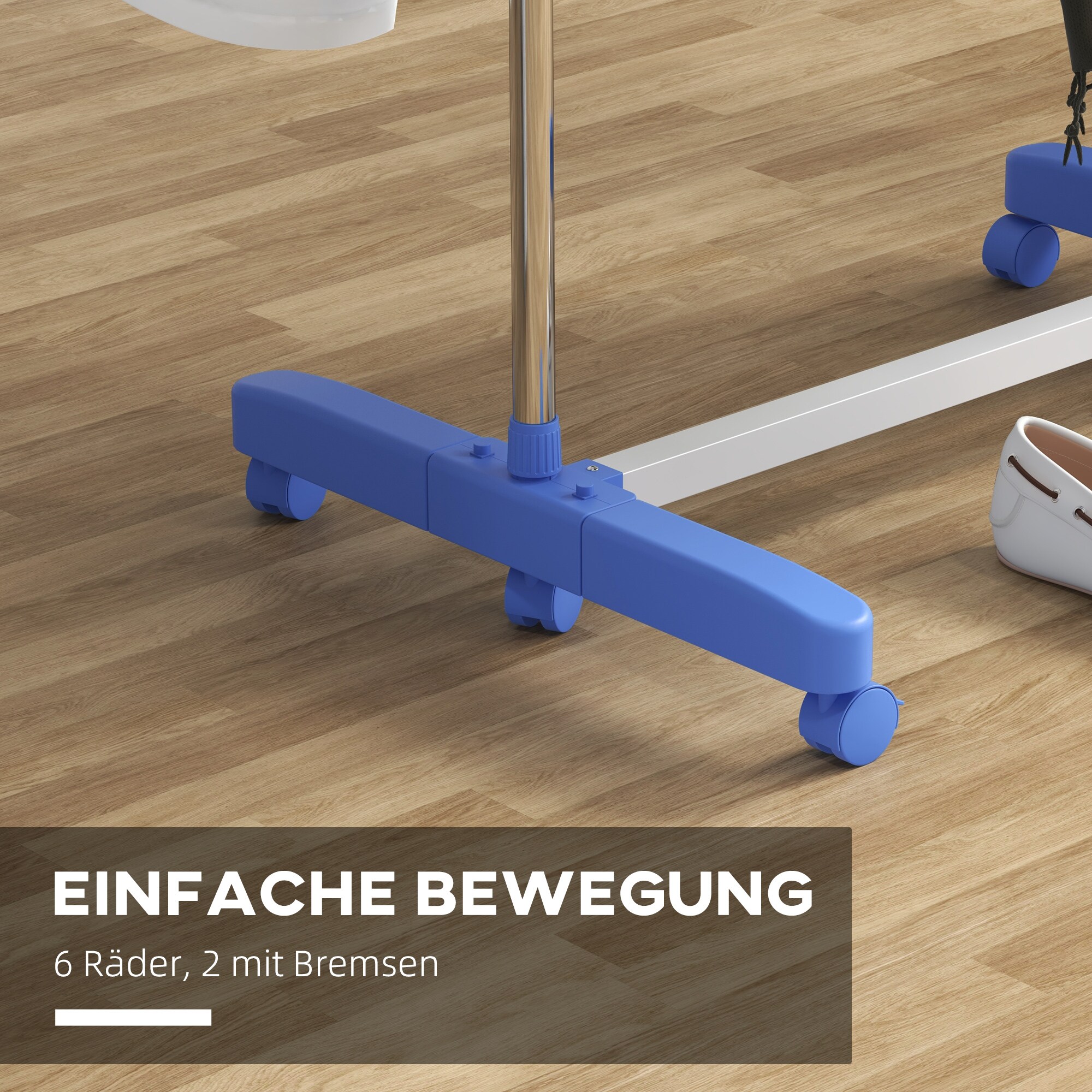 HOMCOM Wäscheständer mit Kleiderhaken grau 142L x 55B x 172H cm
