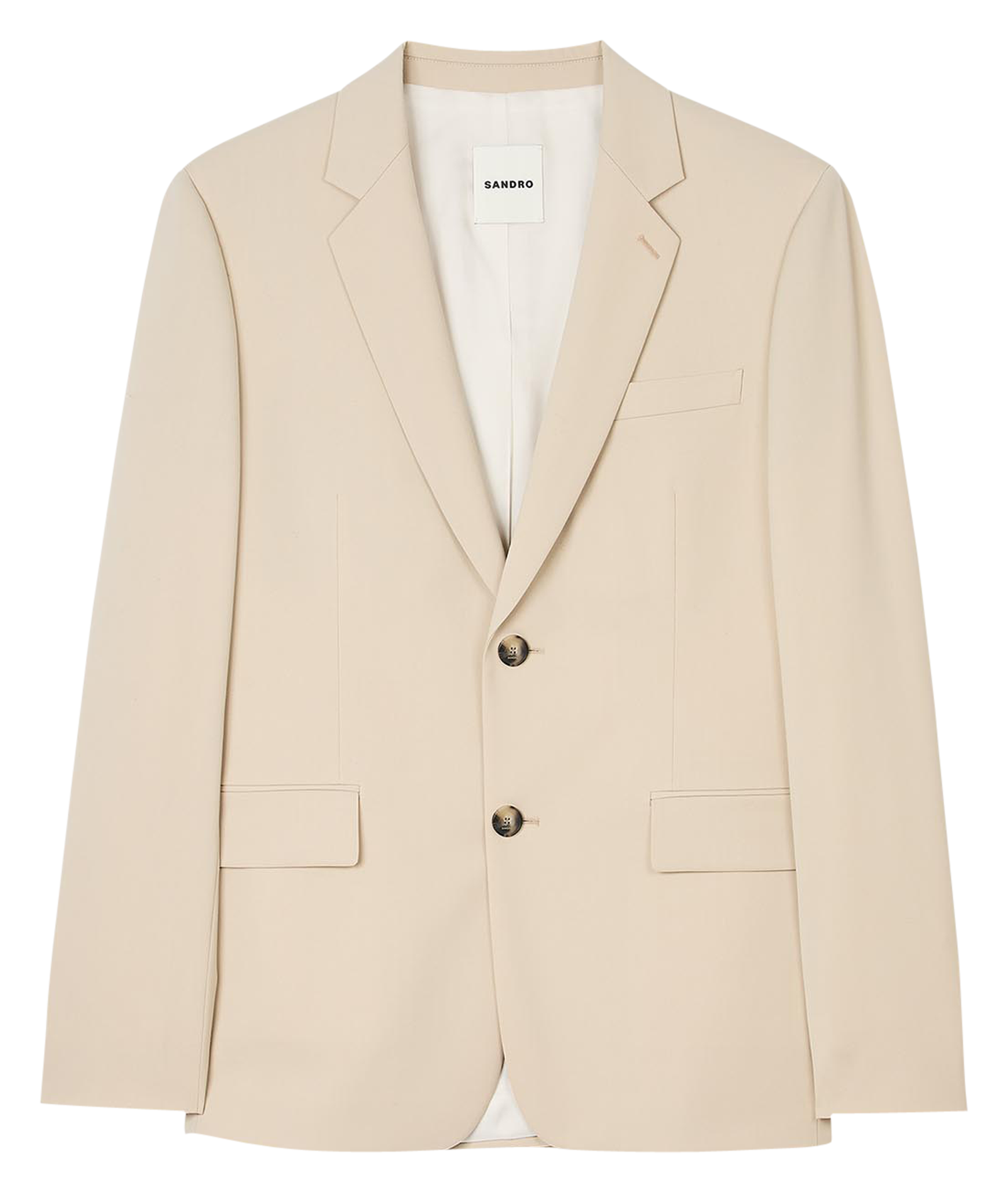 Veste de costume col tailleur en laine mélangée | Beige