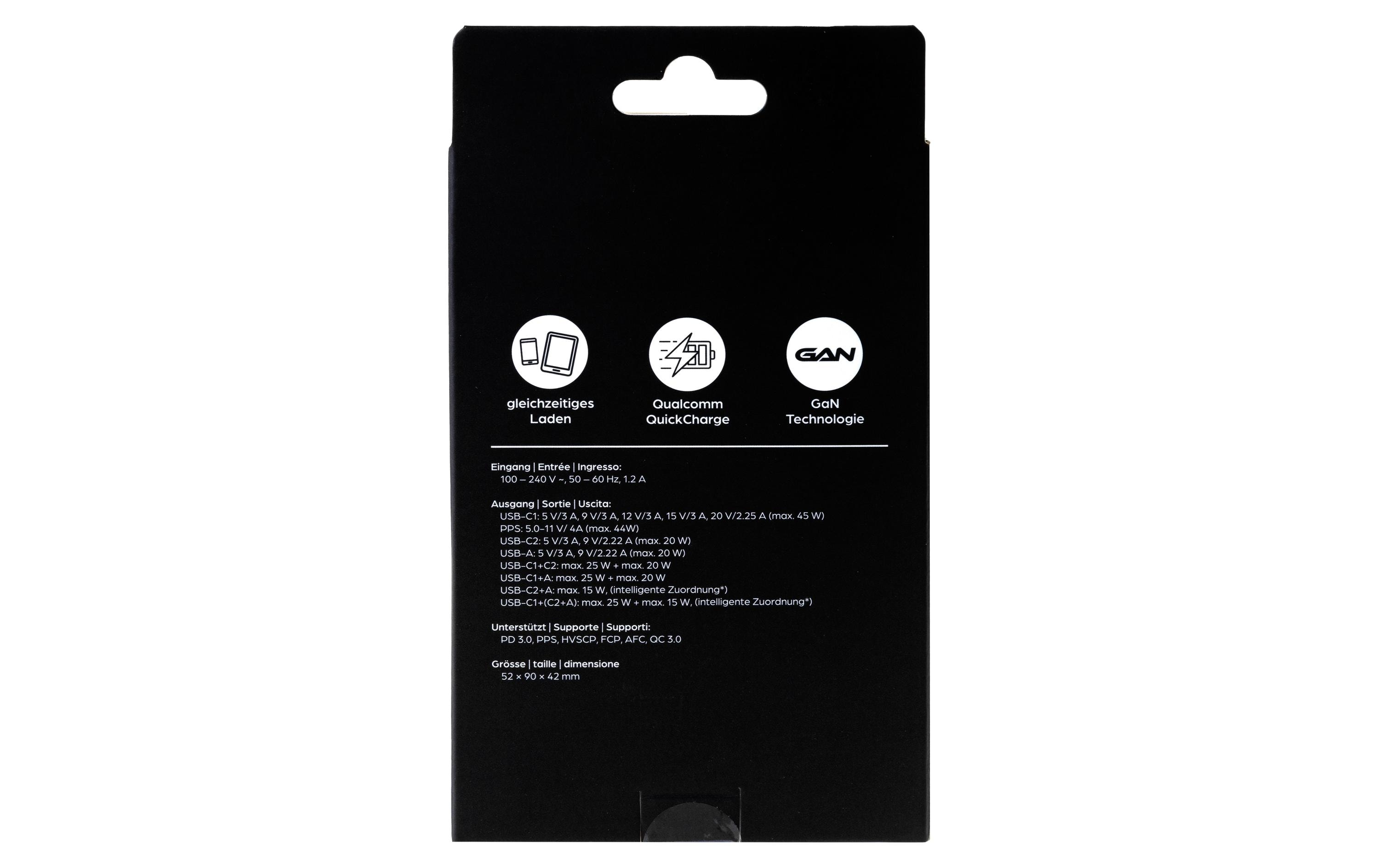 USB-Wandladegerät Triple 2C1A 45 W GaN WeissLadeadapter mit zwei USB-C-Ports und einem USB-A-Port