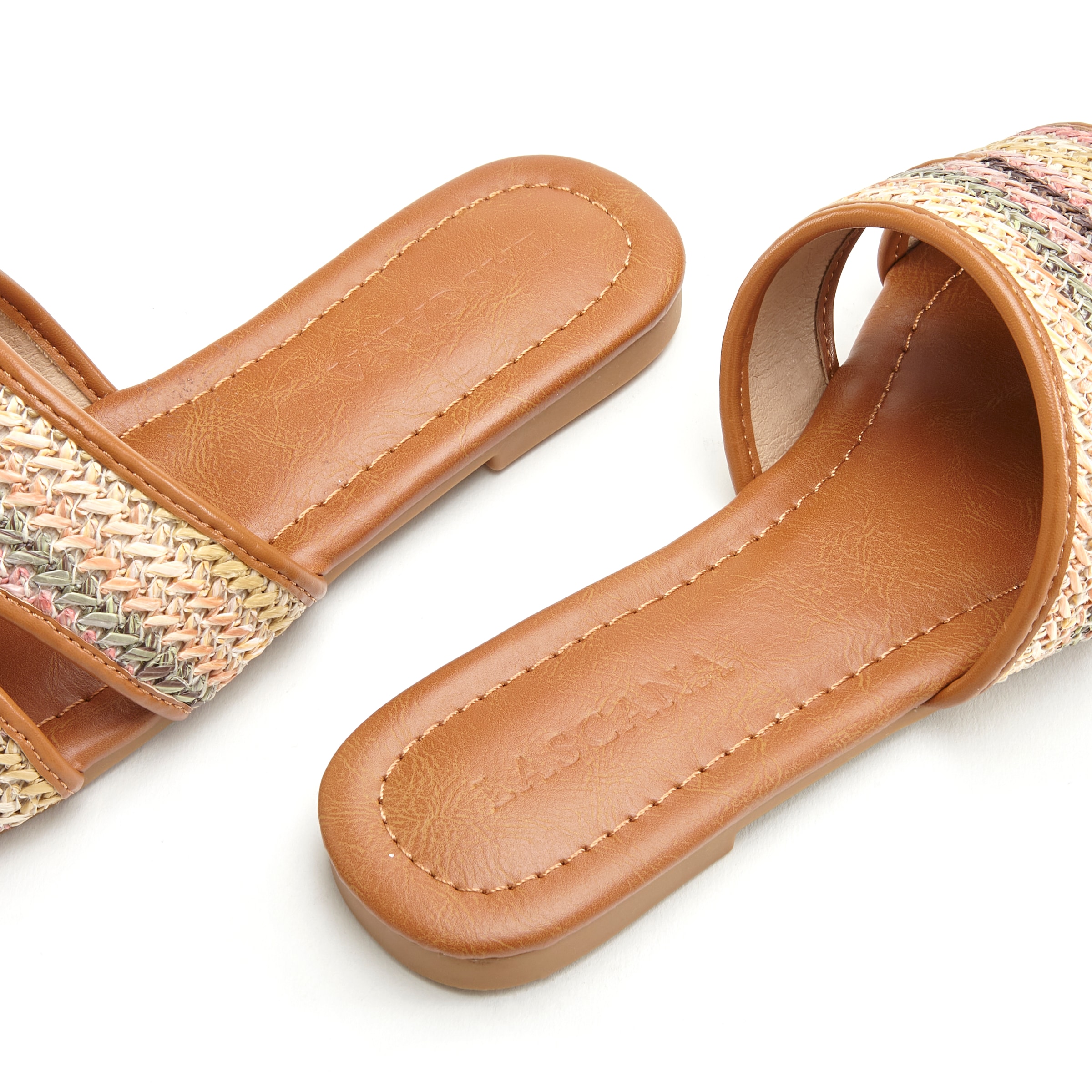 LASCANA Pantolette  Mule, Sandale, offener Schuh in mehrfarbiger Bast-Optik VEGAN