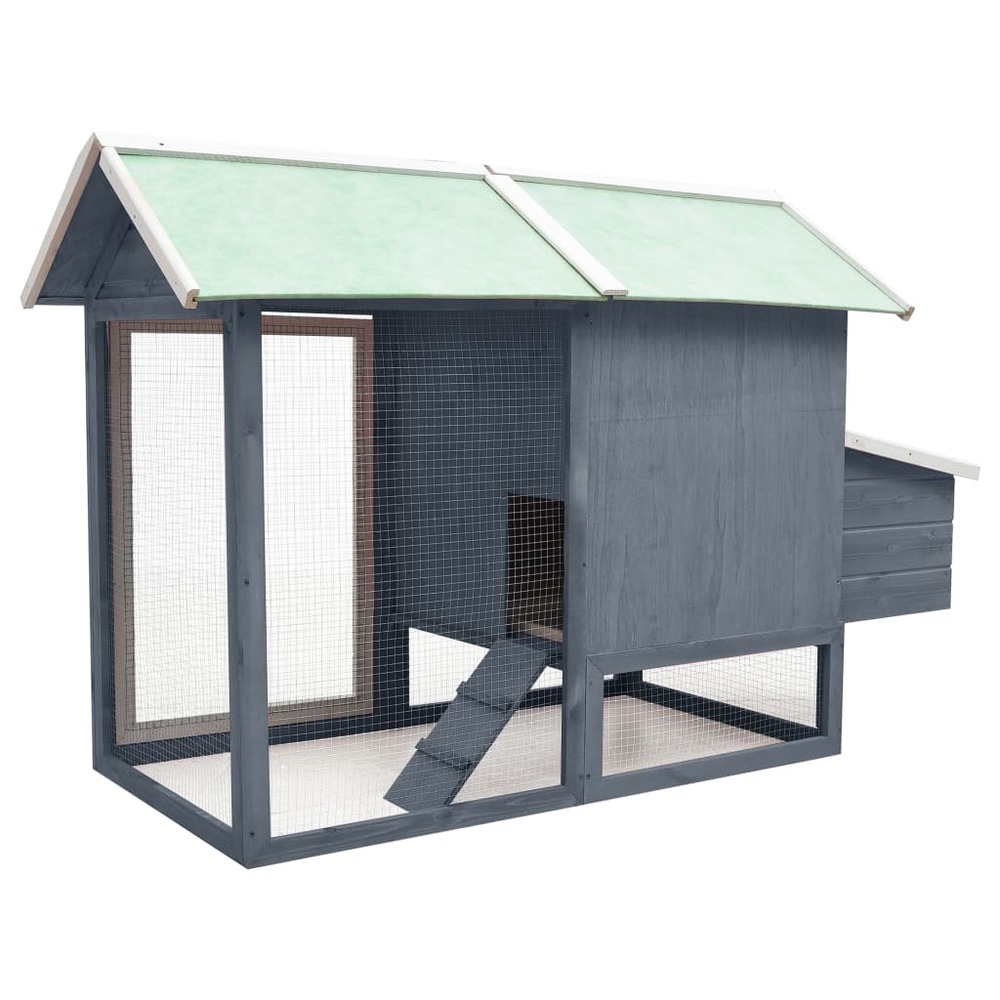 Poulailler 170 x 81 x 110 cm bois de pin massif et sapin gris