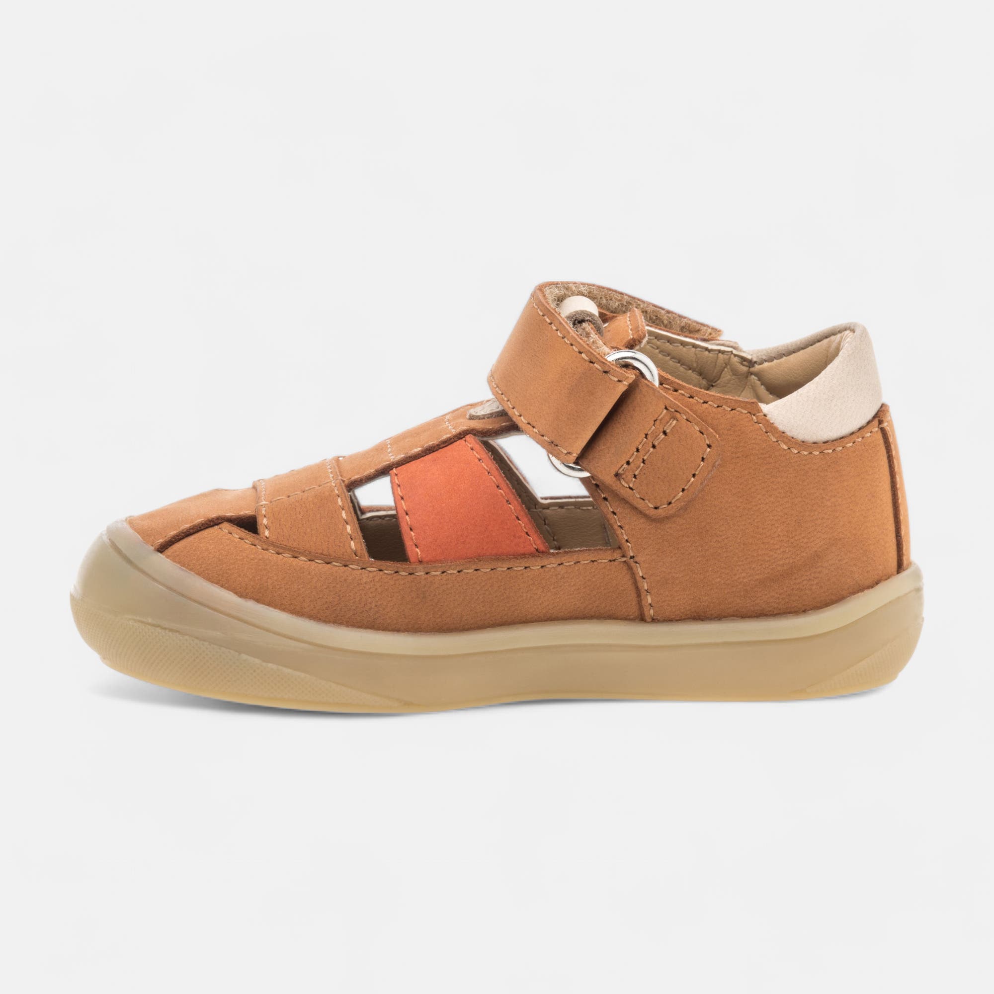 Chaussures premiers pas Bébé garçon en cuir cognac