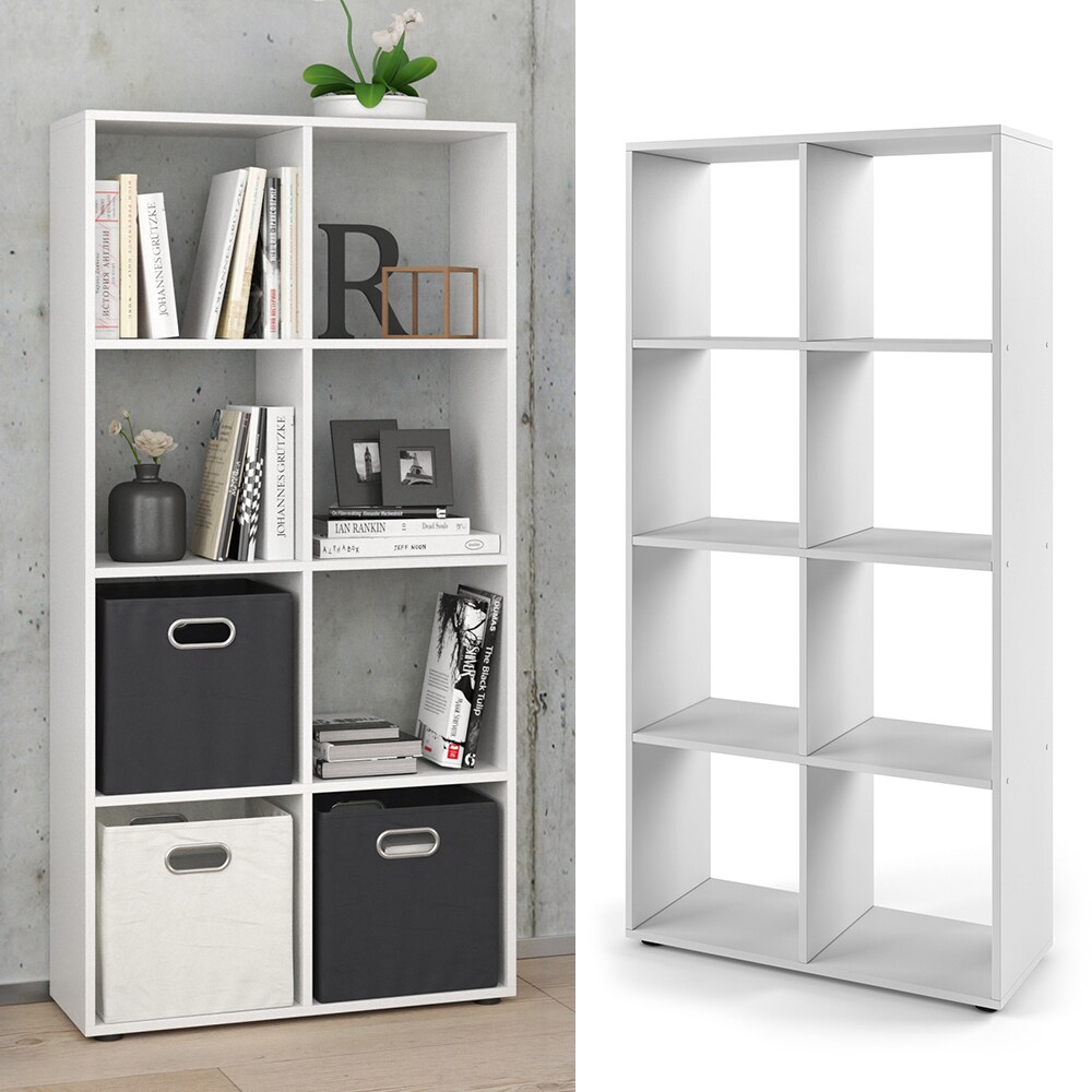 VICCO Raumteiler SCUTUM 8 Fächer Weiß - Regal Bücherregal Raumteiler Standregal Büroregal