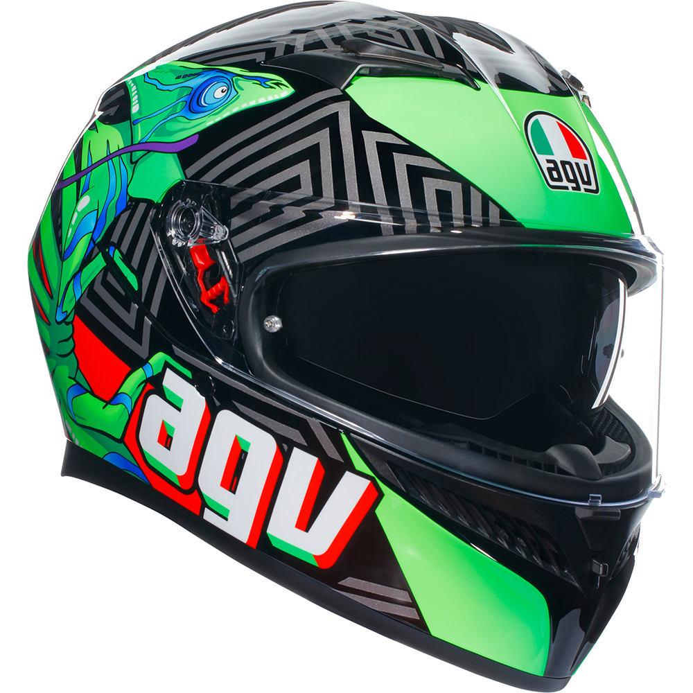 AGV - Casque K3 Kamaleon Noir / Vert / Rouge