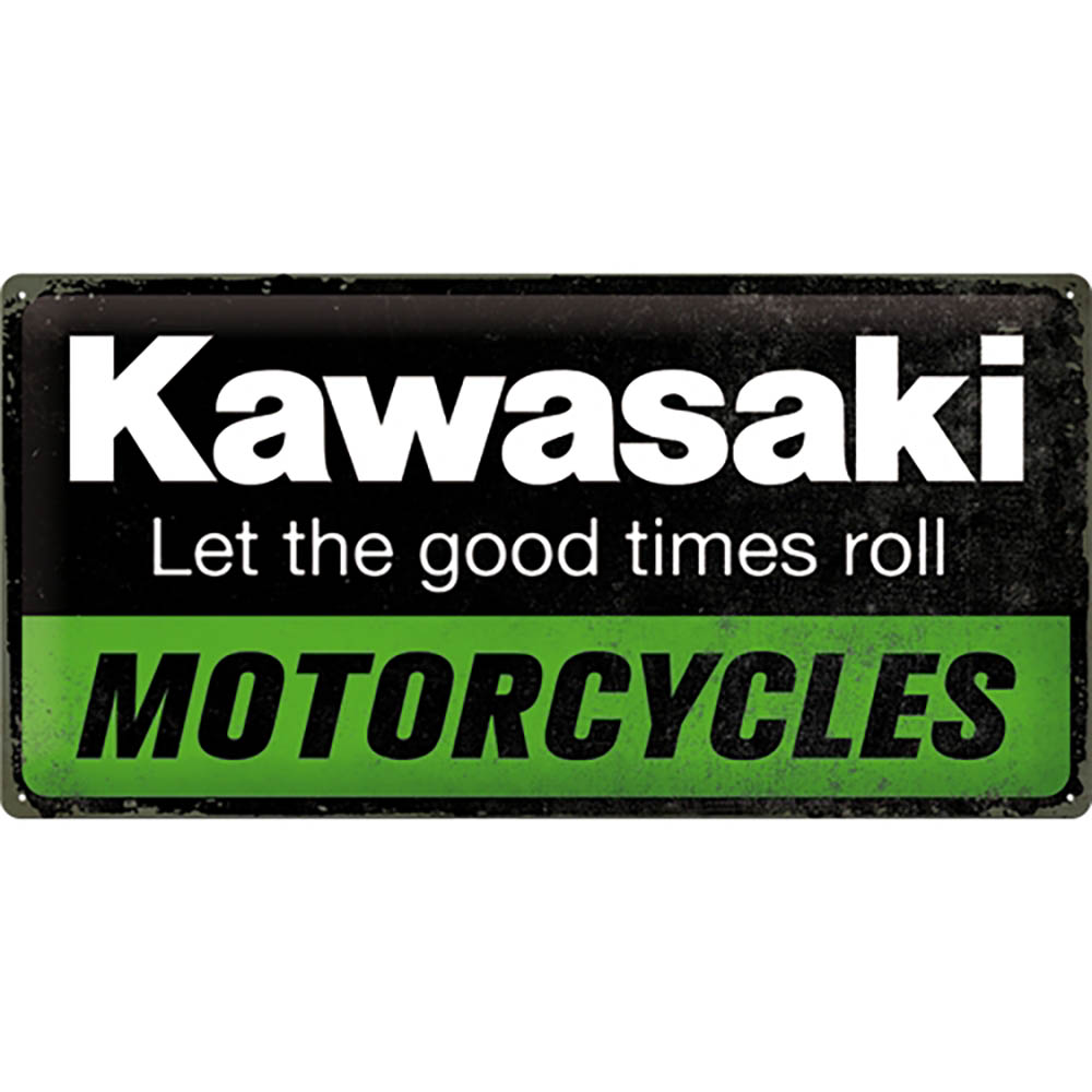 nostalgic art - Plaque Vintage Kawasaki - Genuine Noir / Vert / Blanc