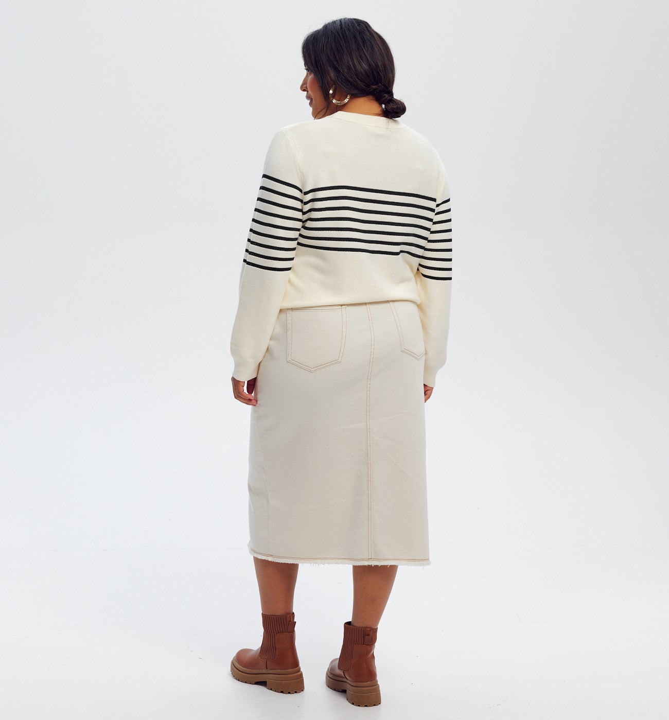 Pull marin Femme - Rayé marine