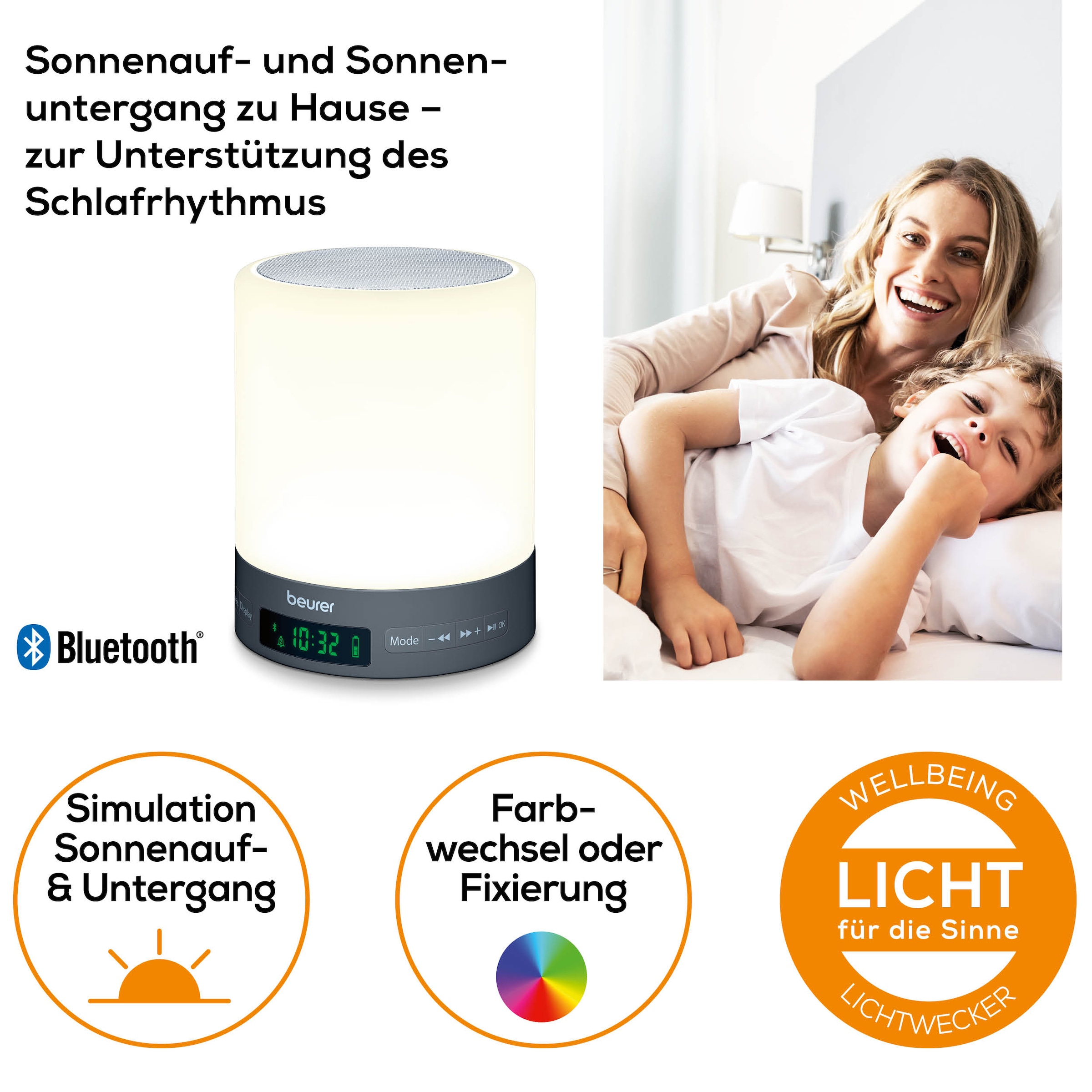 BEURER Tageslichtwecker »WL 50 Lichtwecker, simuliert den Sonnenaufgang für sanftes Aufwachen« Mit farbigem Stimmungslicht, mit Radiofunktion und optionalem Weckton