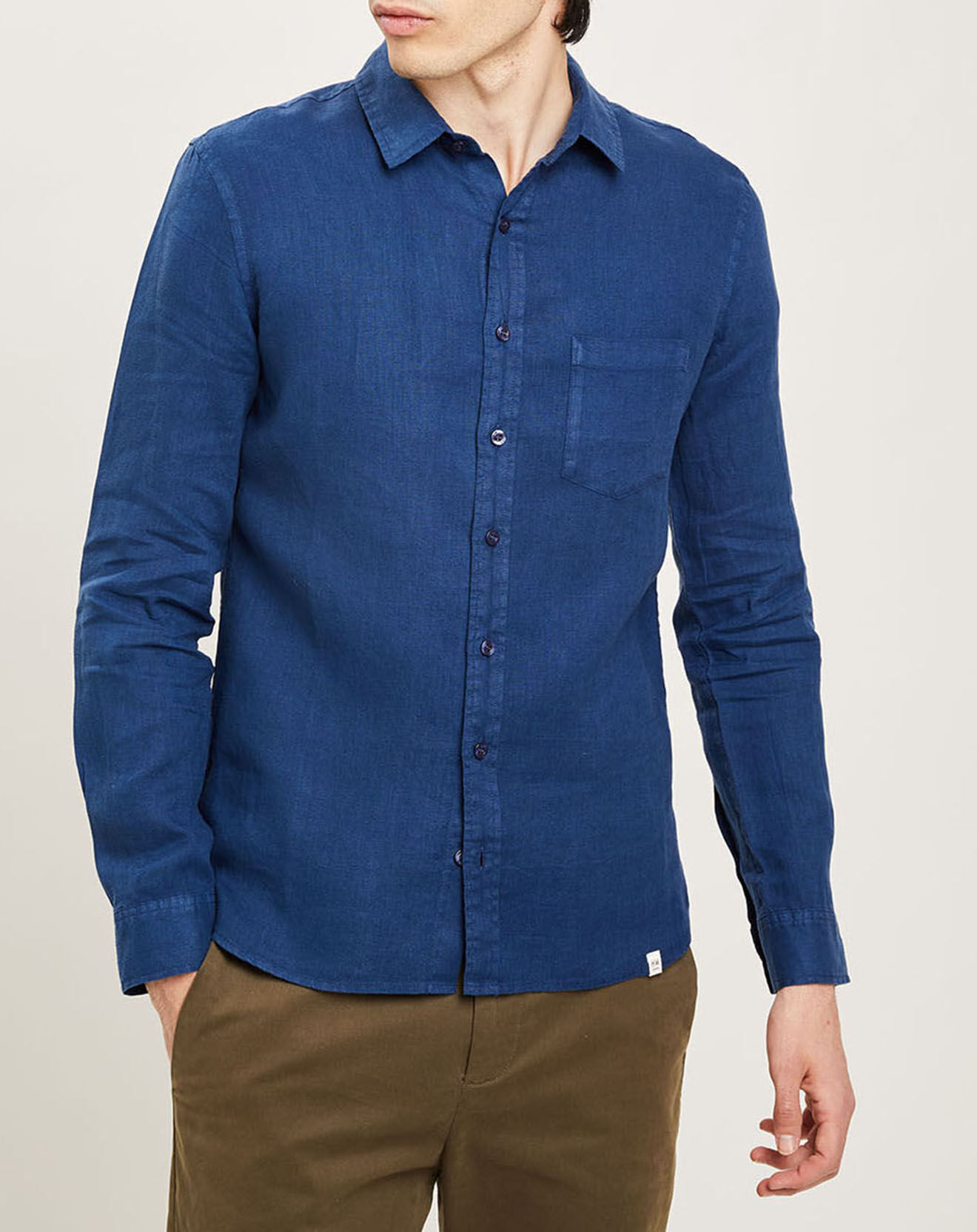 Harris Wilson Chemise slim 100% Lin Efesio indigo