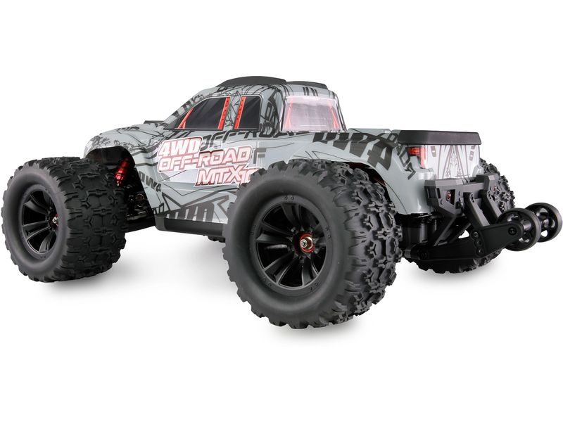 Amewi Monster Truck Hyper Go MTX10 1:10, ARTR, Grau Off-Road RC-Modellauto mit leistungsstarken, überdimensionierten und einstellbaren Öldruckstossdämpfern für volle Kontrolle im harten Off-Road-Einsatz