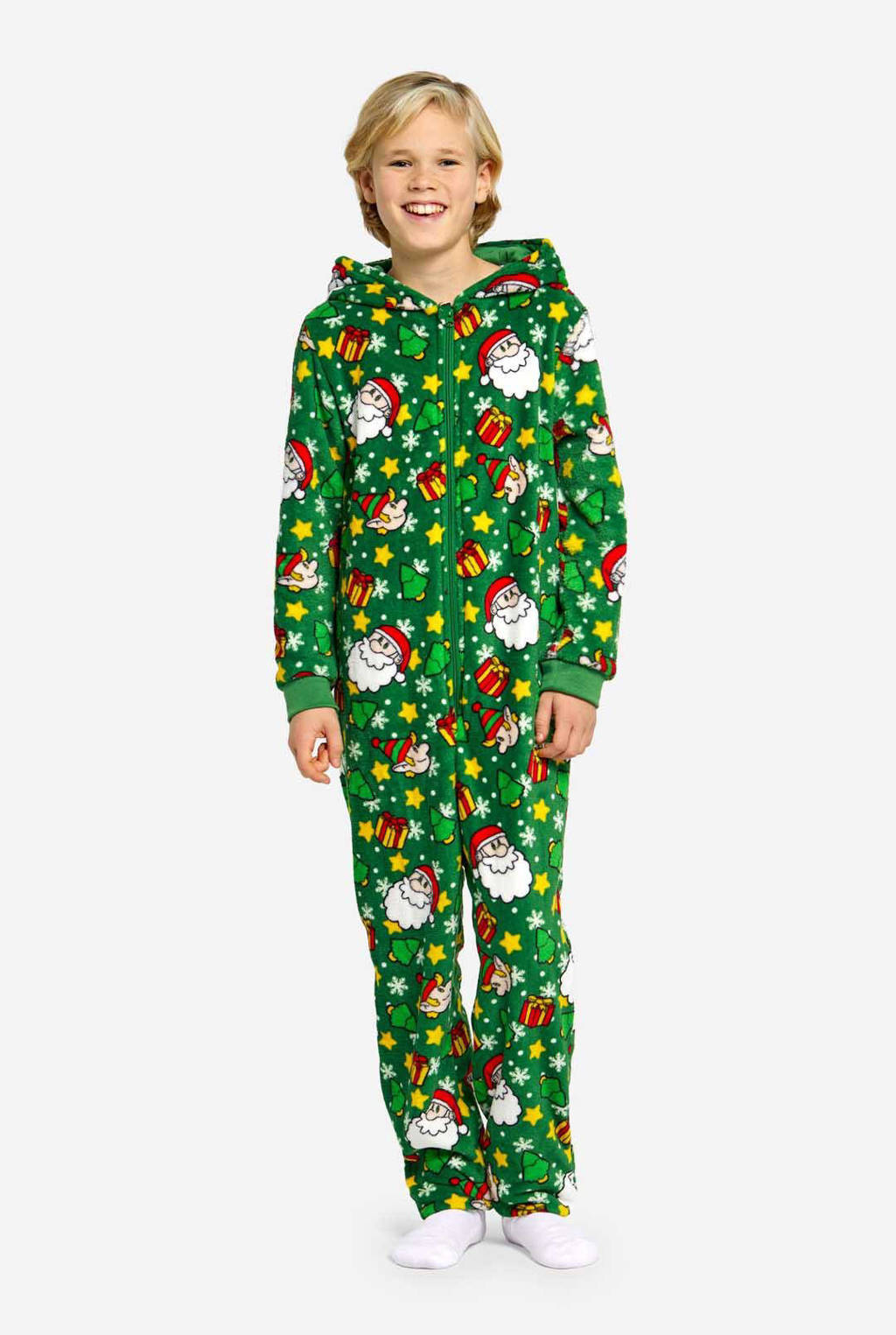 Suitmeister onesie Santa Elves met all over print groen