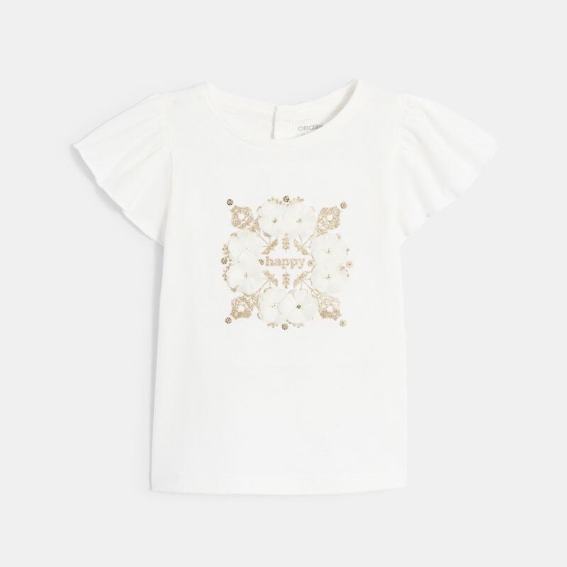 T-shirt illustration brillante blanc bébé fille Blanc