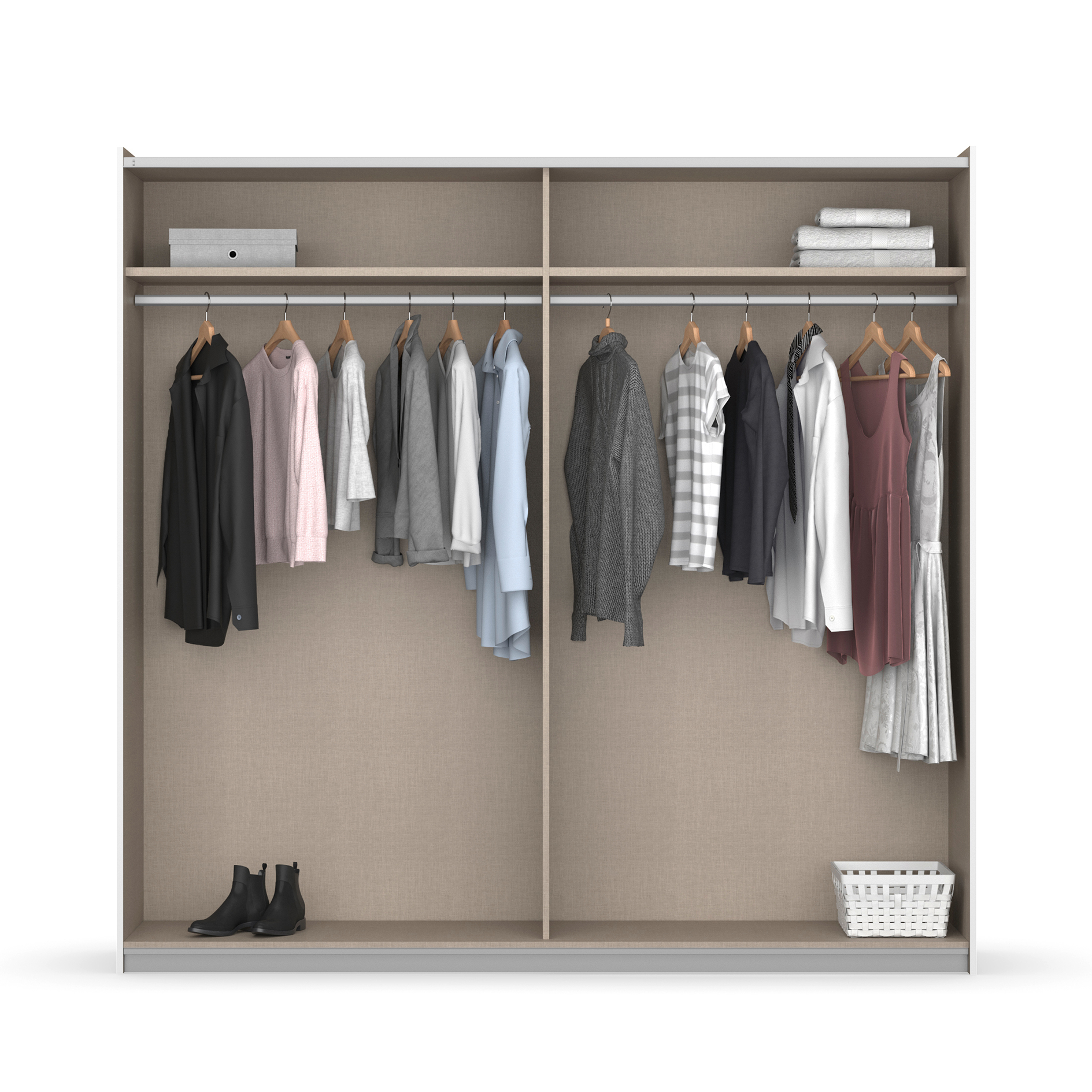 Schwebetürenschrank - alpinweiß - Artisan Eiche - 2 Türen - 218 cm